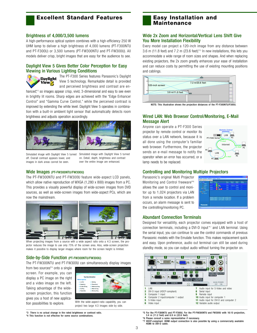 Panasonic PT-F300 Series Excellent Standard Features, Easy Installation Maintenance, Brightness of 4,000/3,500 lumens 