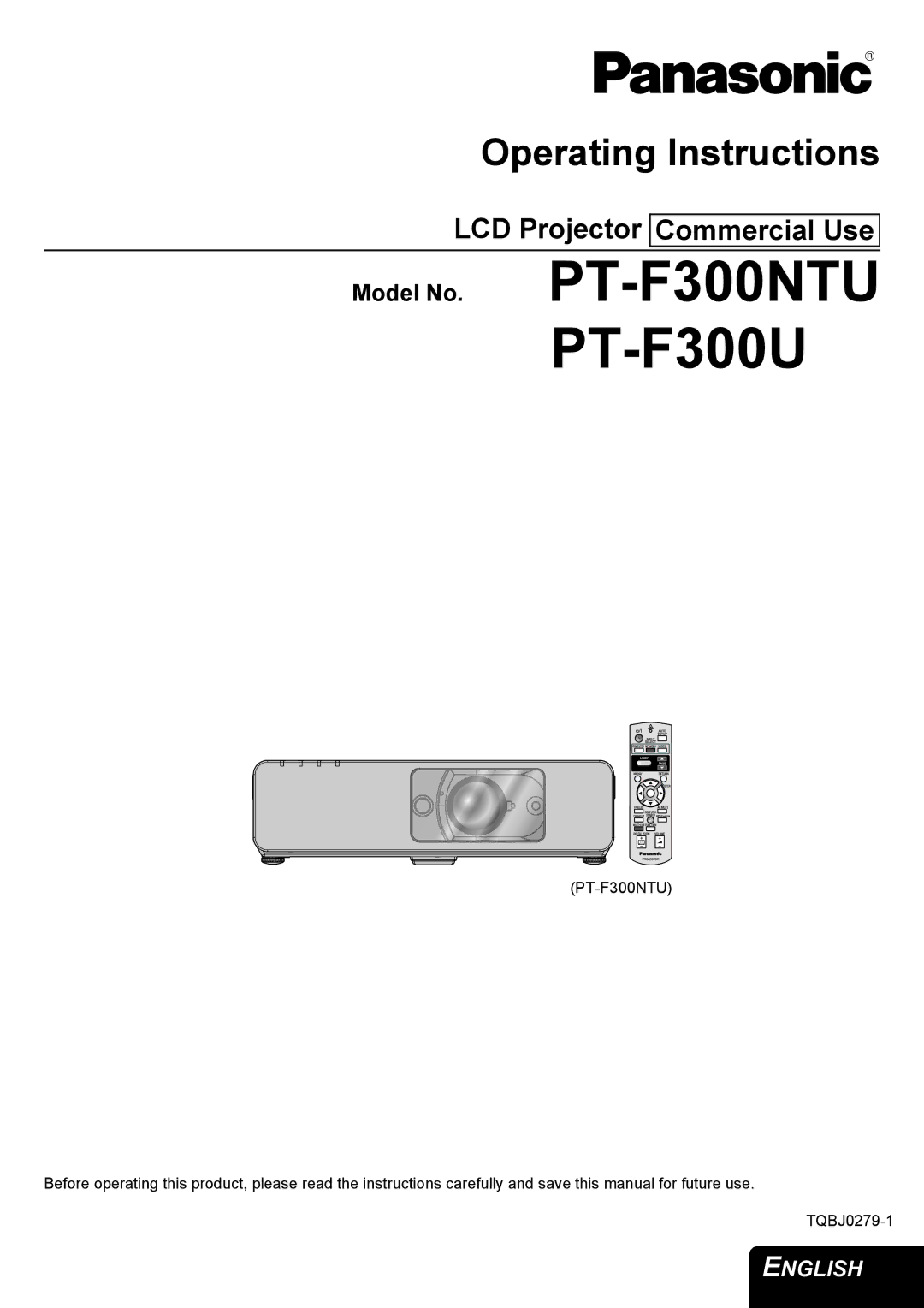 Panasonic PT-F300NTU manual PT-F300U 