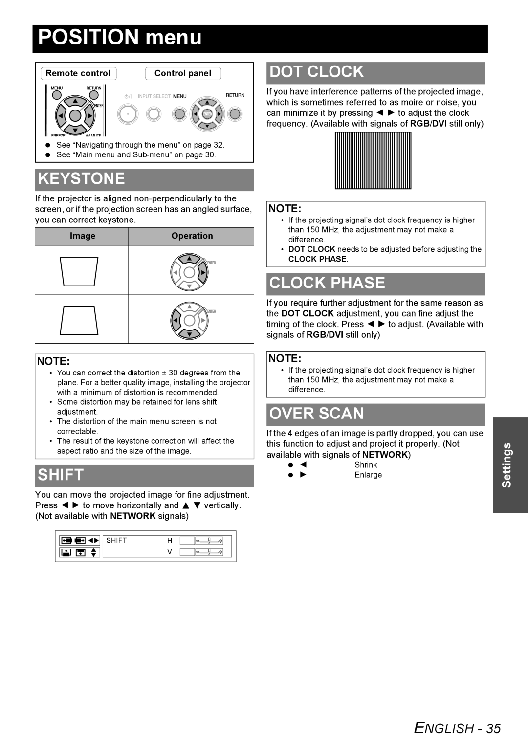 Panasonic PT-F300NTU, PT-F300U manual Position menu 