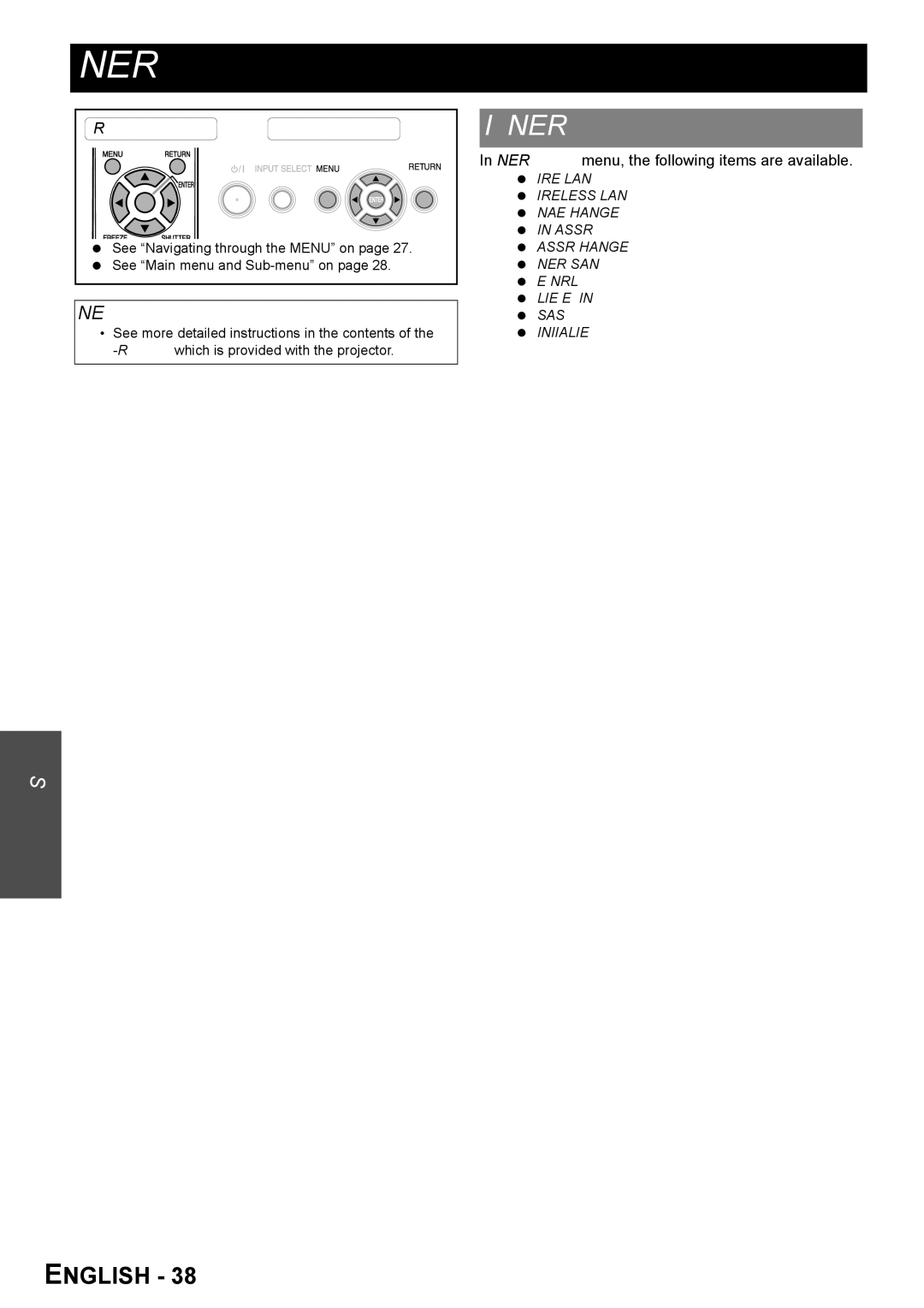 Panasonic PT-FW100NTU manual Items in Network menu, Network menu, the following items are available 