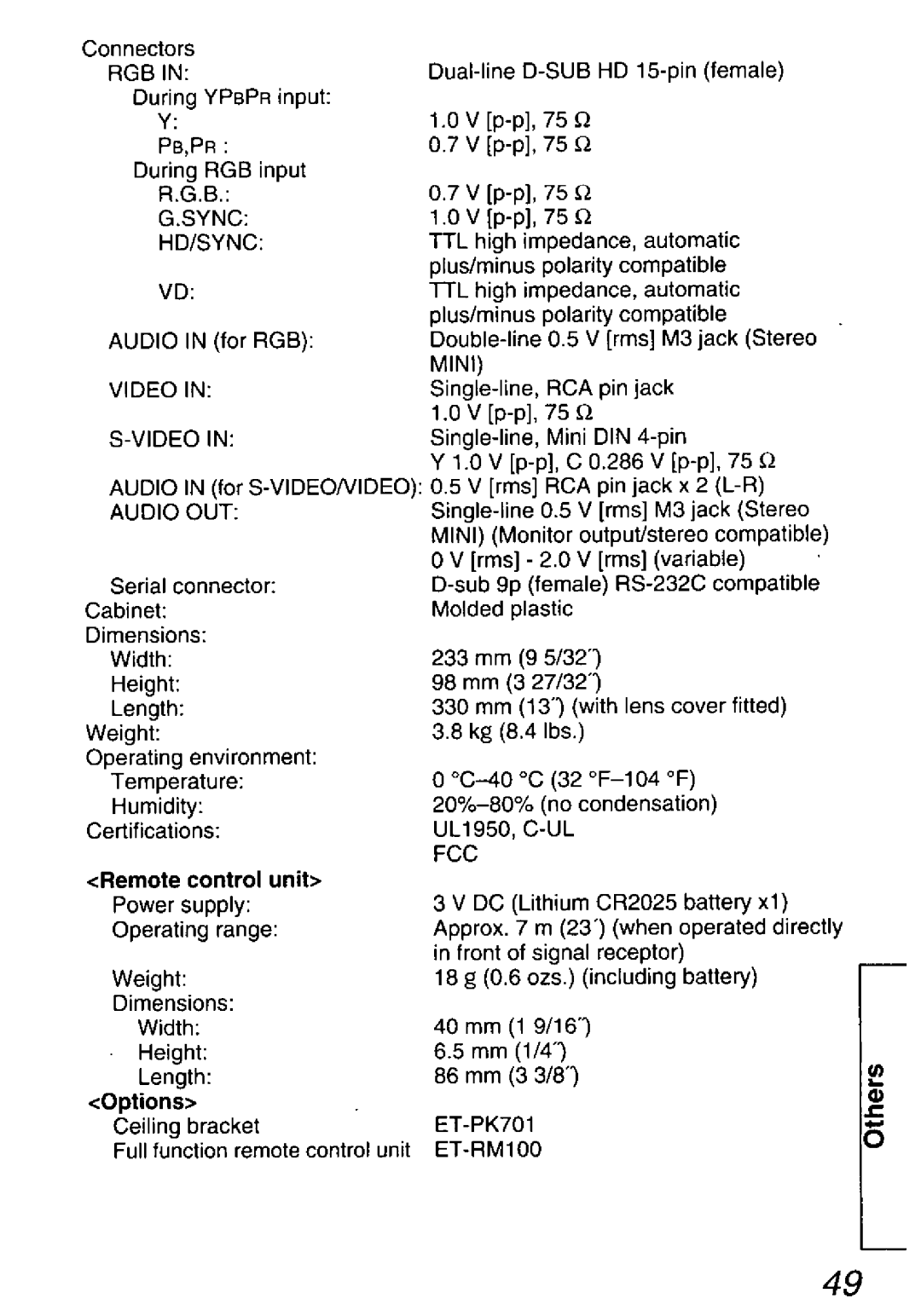 Panasonic PT-L701U, PT-L501U, PT-L711U manual 