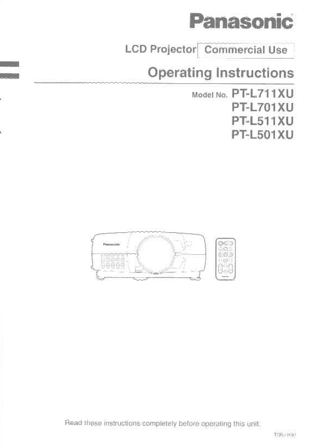 Panasonic PT-L711XU, PT-L501XU, PT-L701XU, PT-L511XU manual 