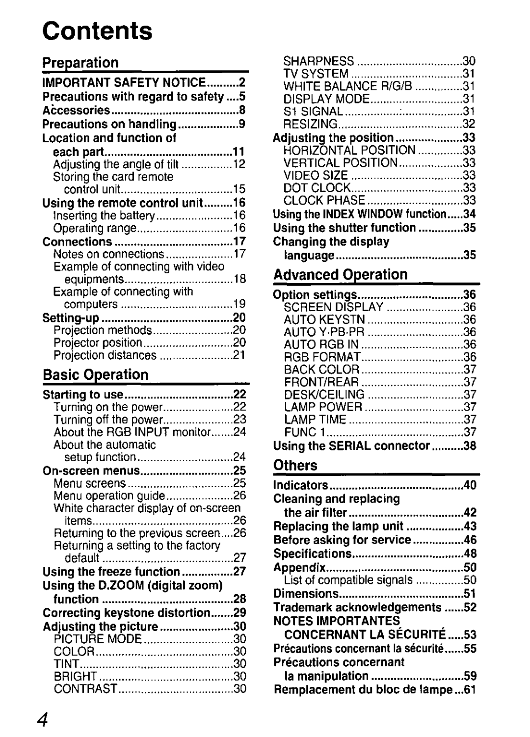 Panasonic PT-L501XU, PT-L711XU, PT-L701XU, PT-L511XU manual 