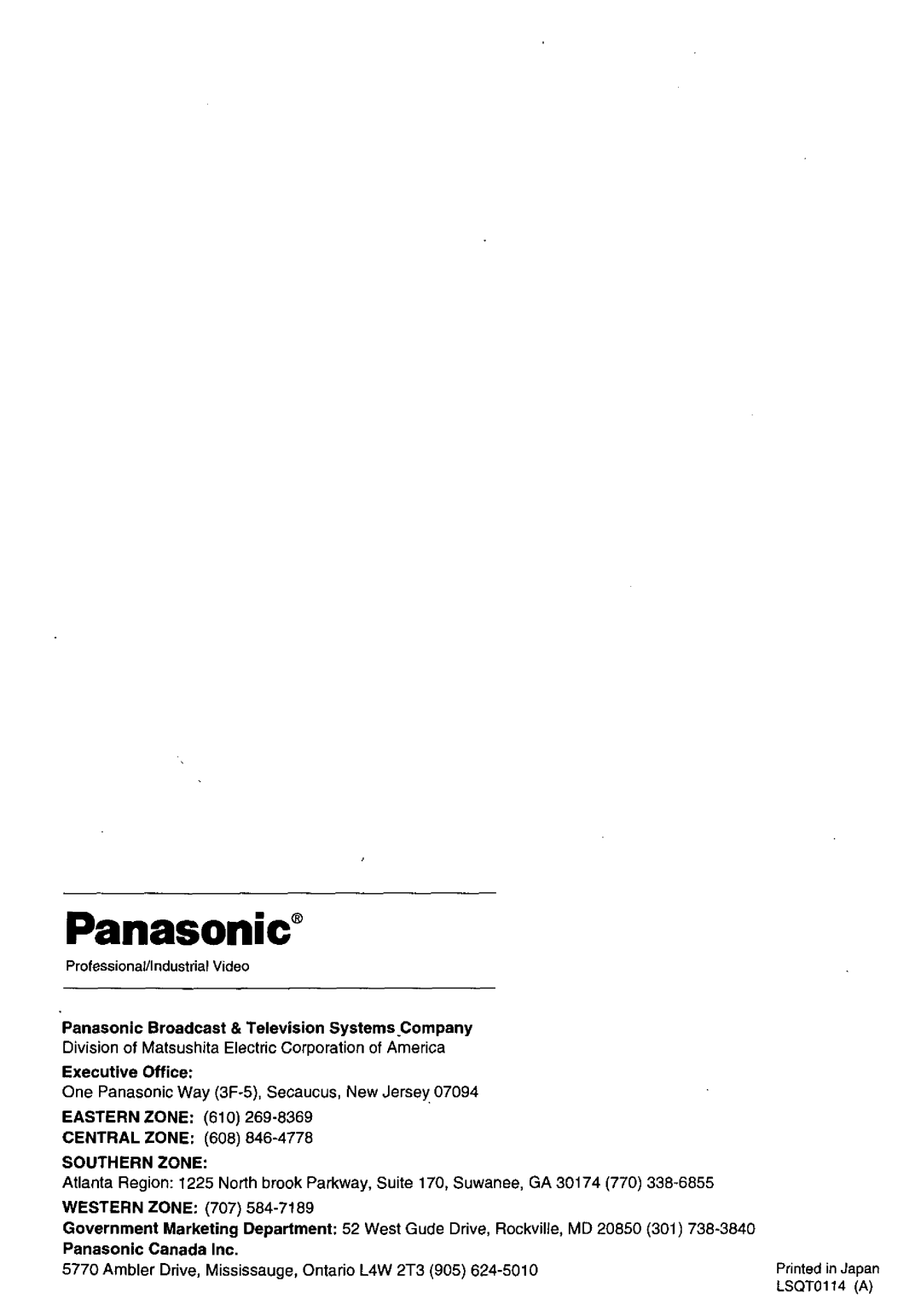 Panasonic PT-L556U manual 