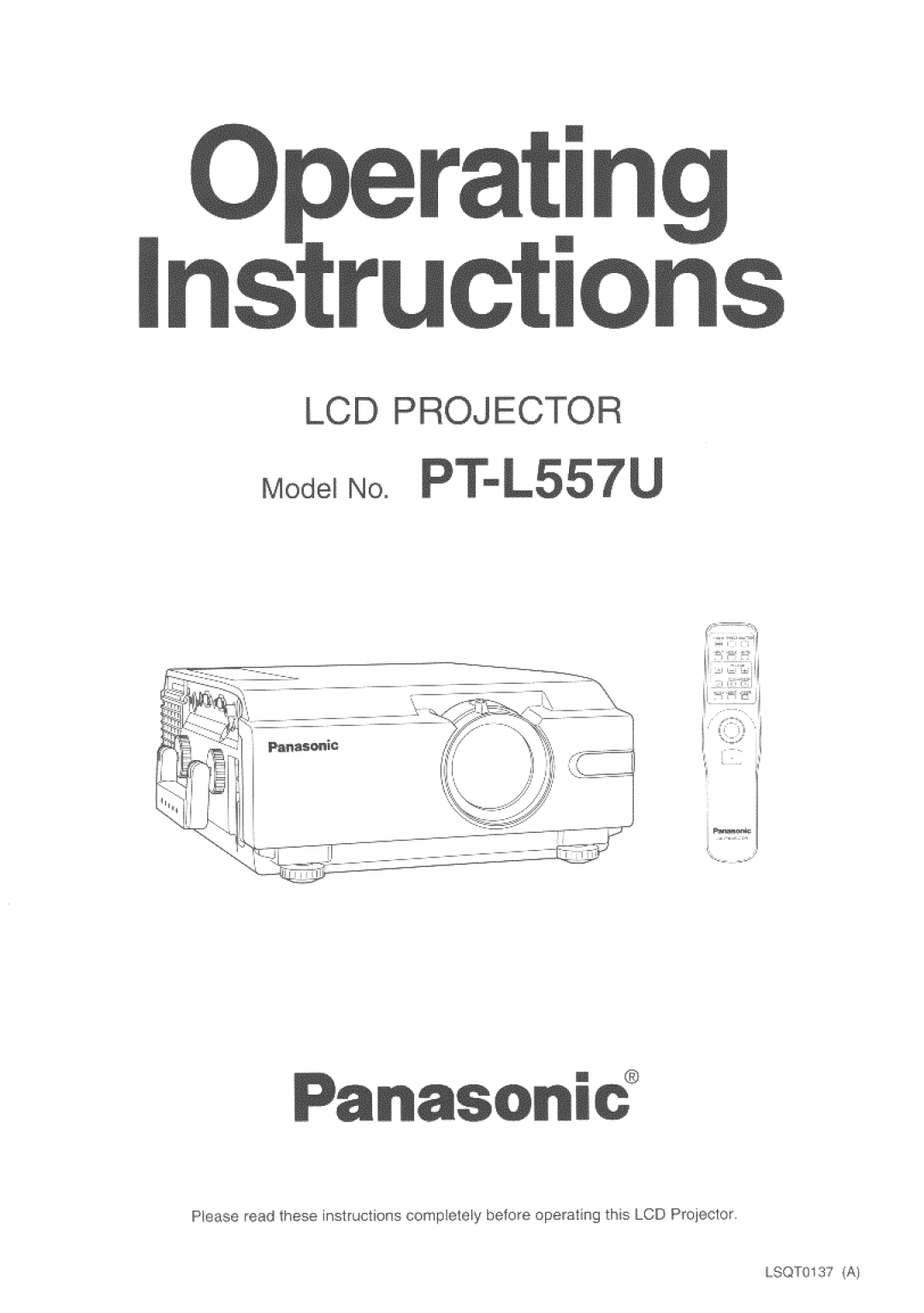 Panasonic PT-L557U manual 