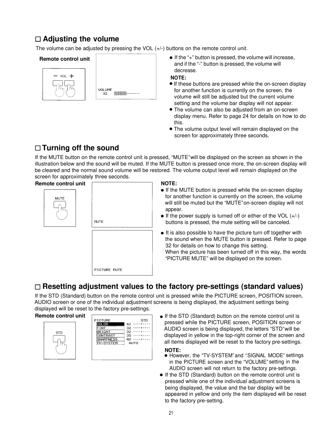 Panasonic PT-L595U manual Adjusting the volume 