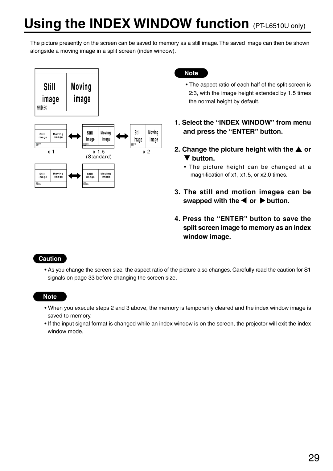 Panasonic manual Using the Index Window function PT-L6510U only 