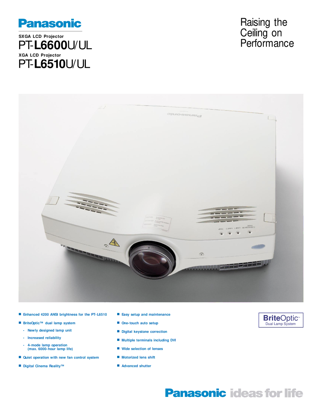 Panasonic manual PT-L6600U/UL 