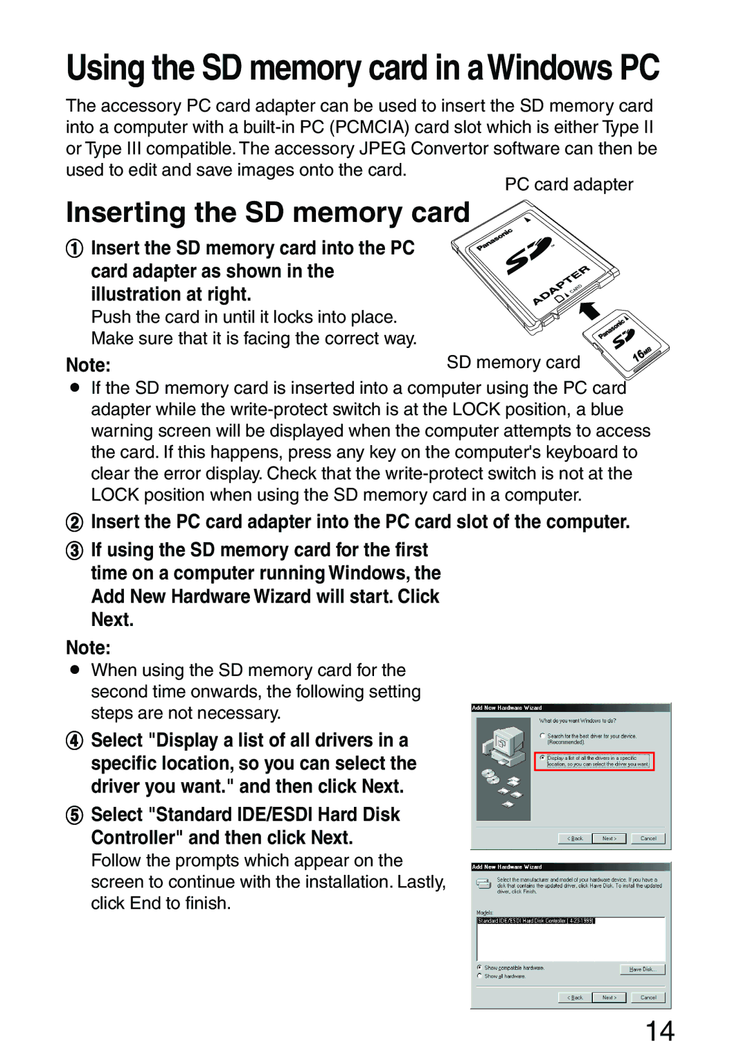 Panasonic PT-L702SDE, PT-L701SDE Using the SD memory card in aWindows PC, Select Display a list of all drivers in a 