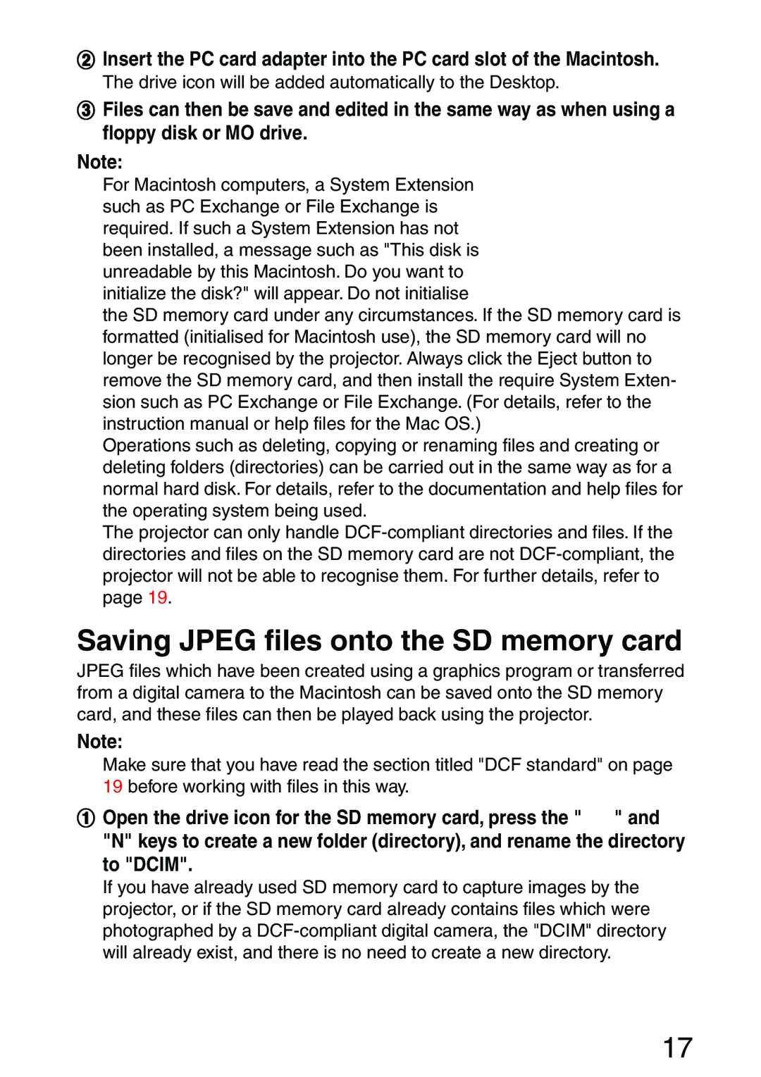 Panasonic PT-L701SDE, PT-L702SDE operating instructions Saving Jpeg files onto the SD memory card 