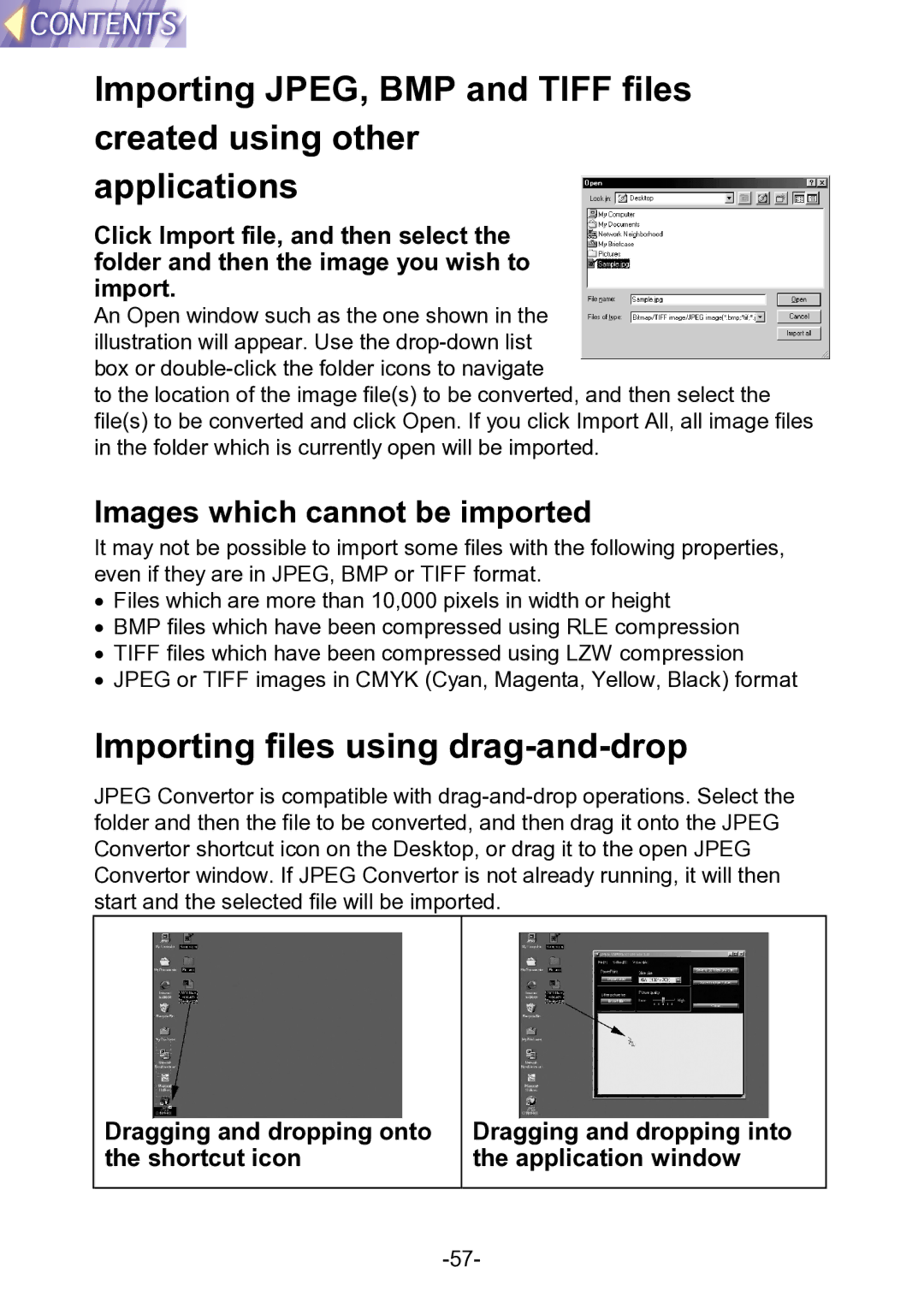 Panasonic PT-L711XNTU manual Importing files using drag-and-drop, Images which cannot be imported 