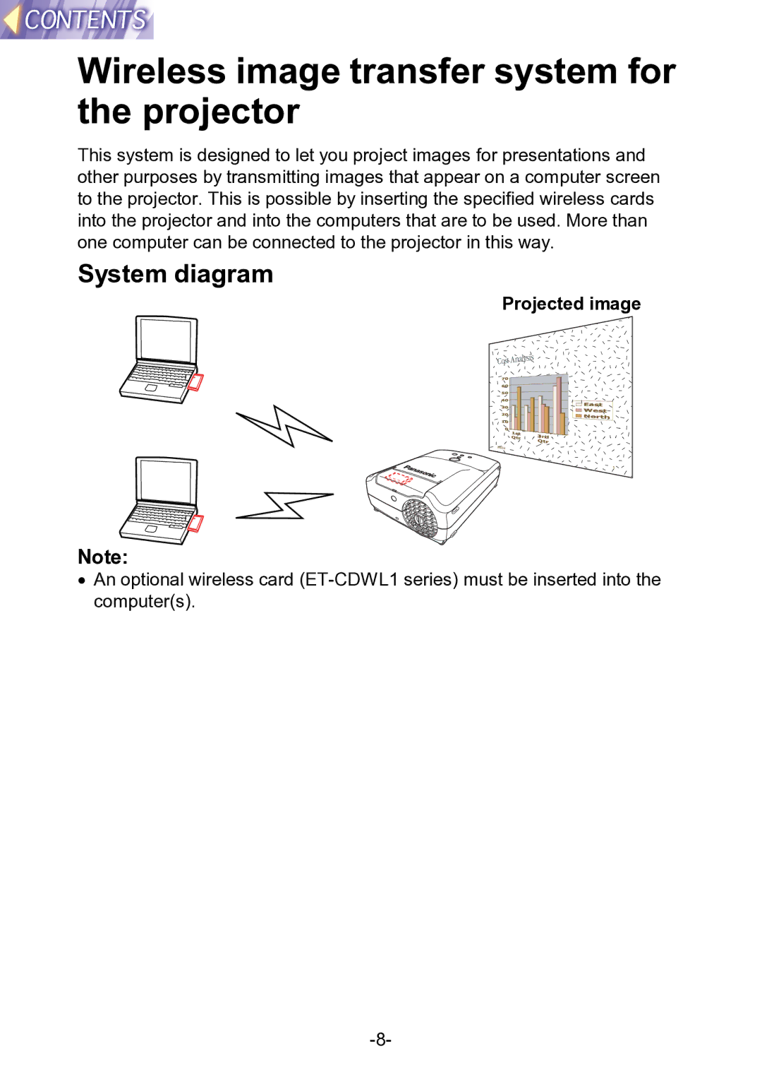 Panasonic PT-L711XNTU manual Wireless image transfer system for the projector, System diagram 