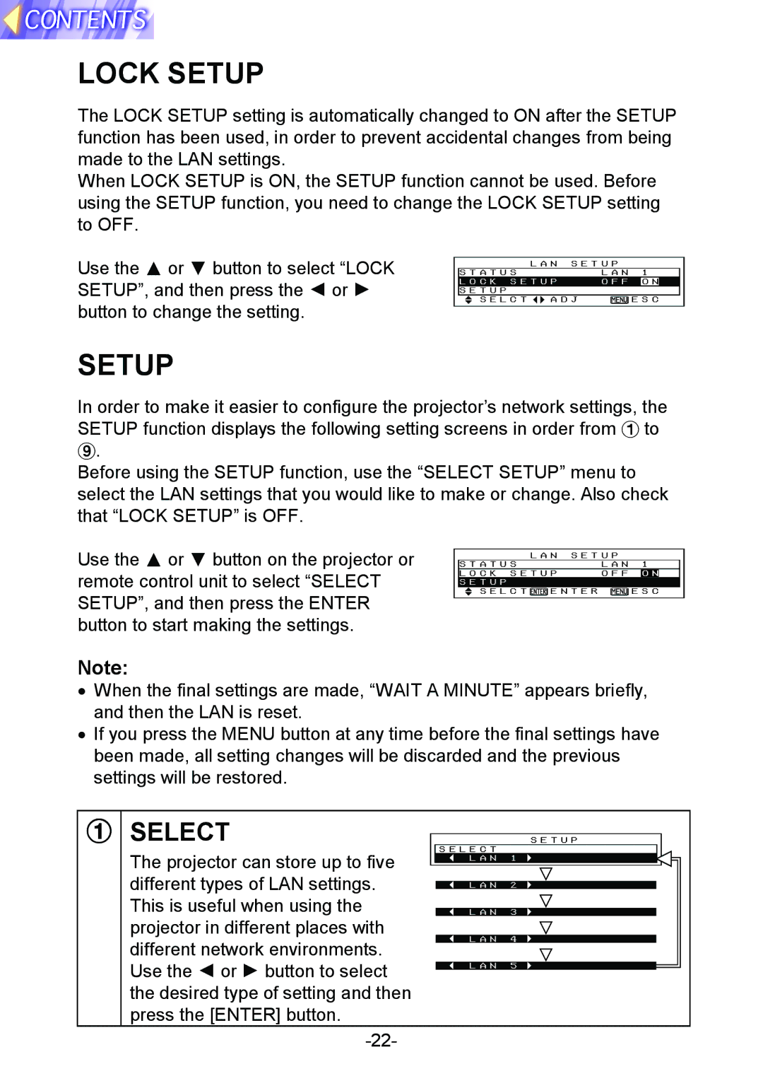 Panasonic PT-L712NTE manual Lock Setup 