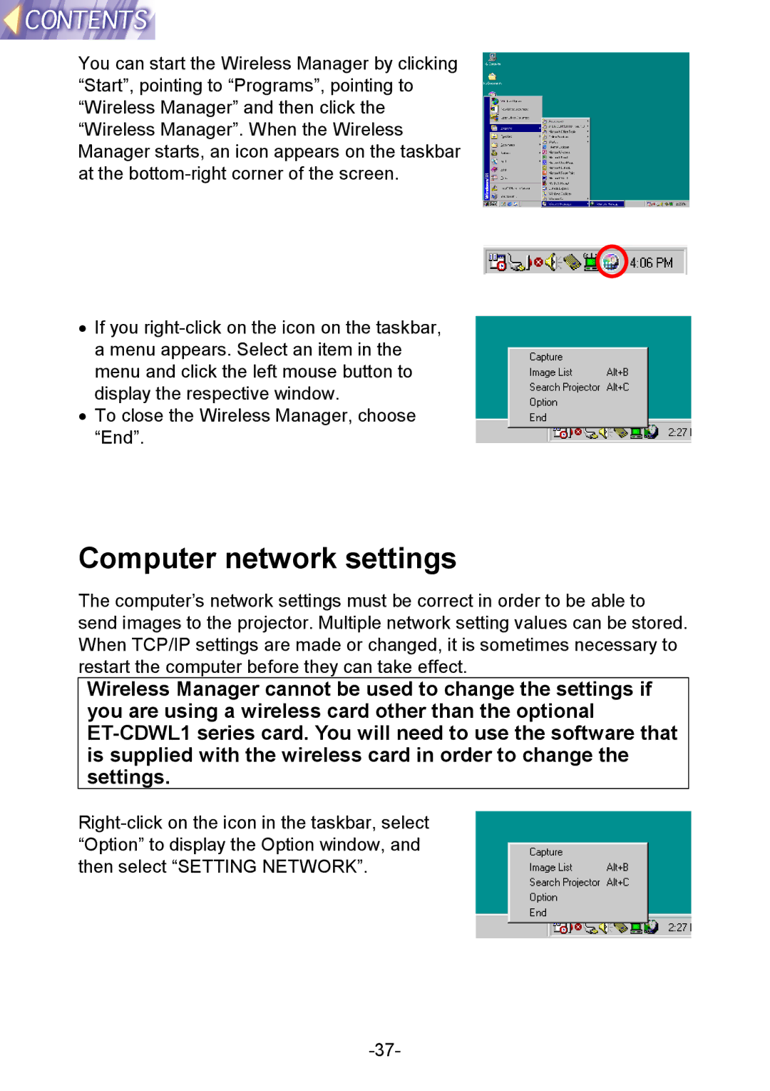 Panasonic PT-L712NTE manual Computer network settings 