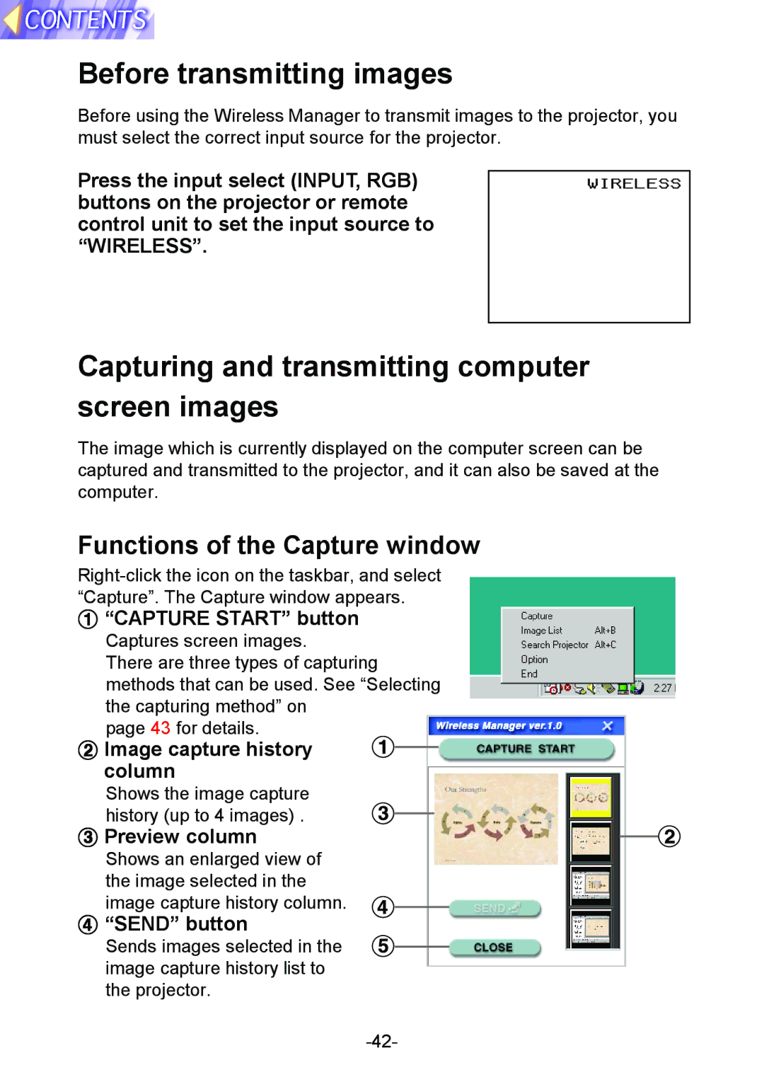 Panasonic PT-L712NTE manual Before transmitting images, Capturing and transmitting computer screen images 