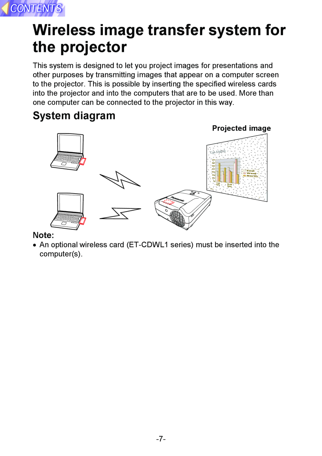 Panasonic PT-L712NTE manual Wireless image transfer system for the projector, System diagram 