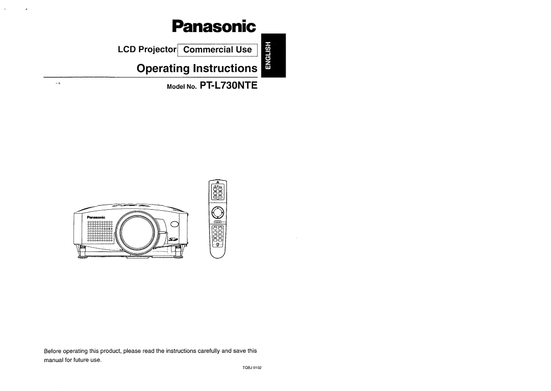 Panasonic PT-L730NTE manual 