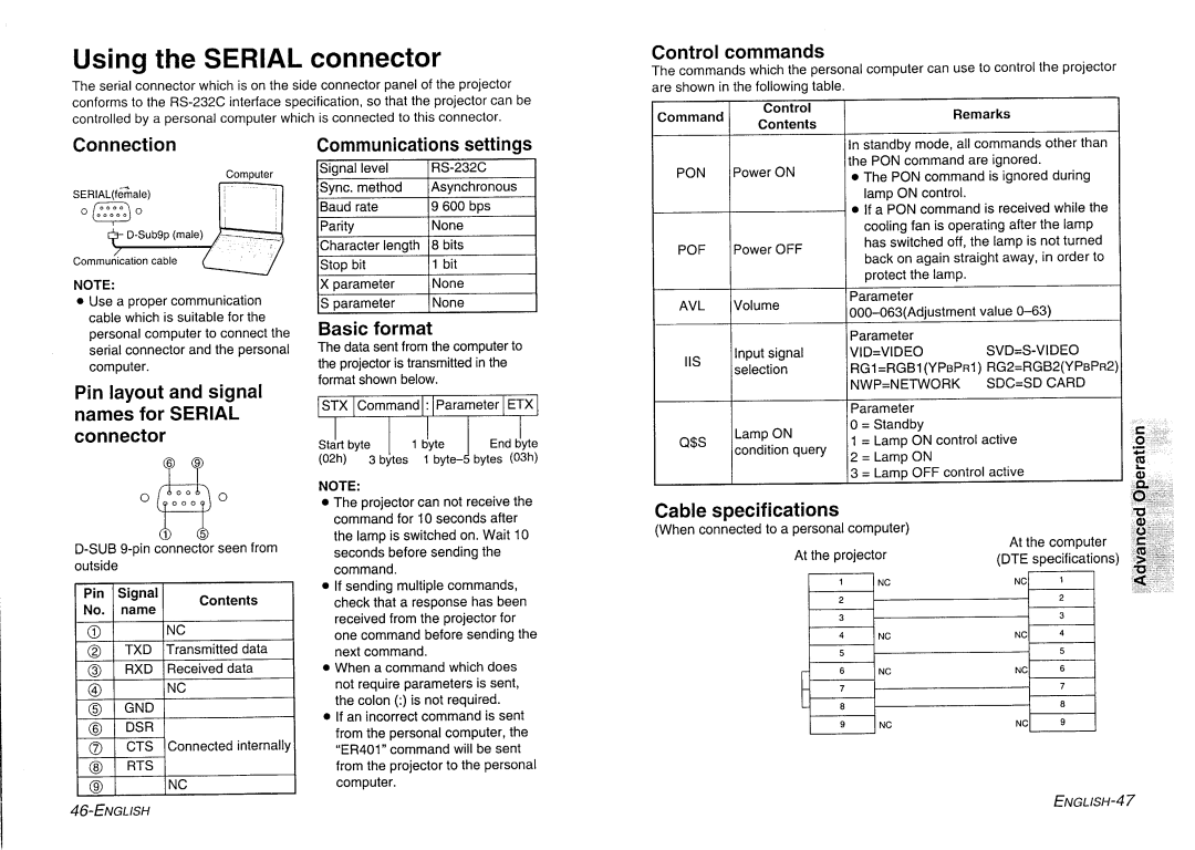 Panasonic PT-L730NTE manual 