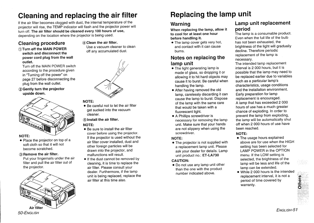 Panasonic PT-L730NTE manual 