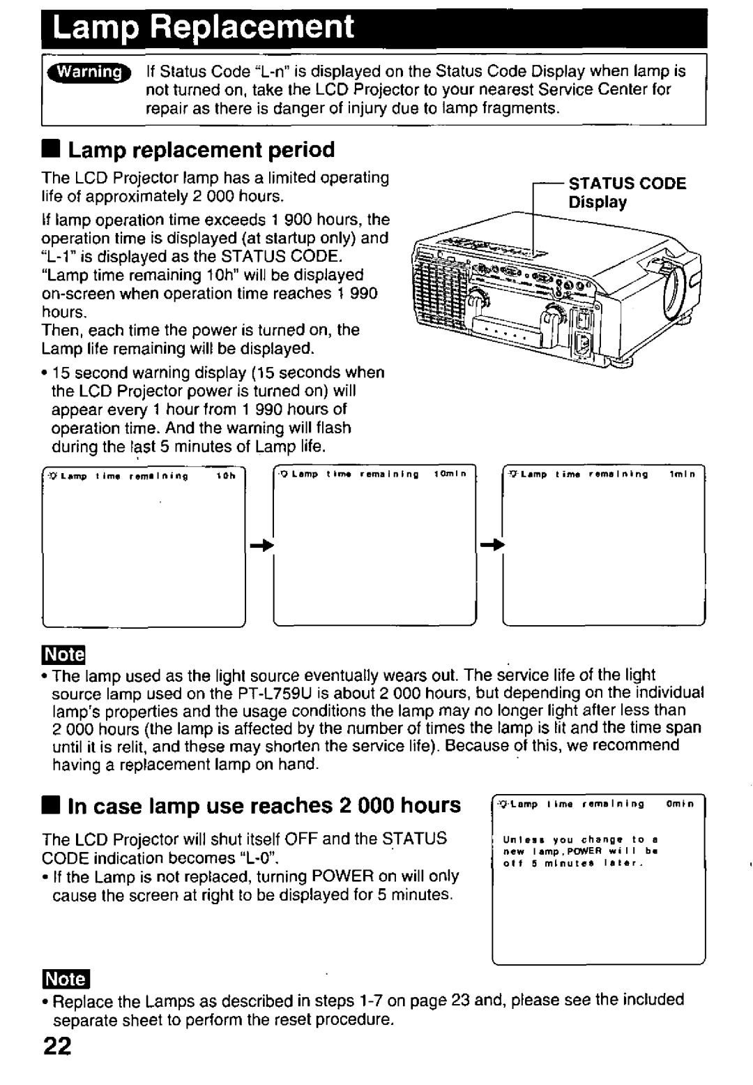 Panasonic PT-L759U manual 