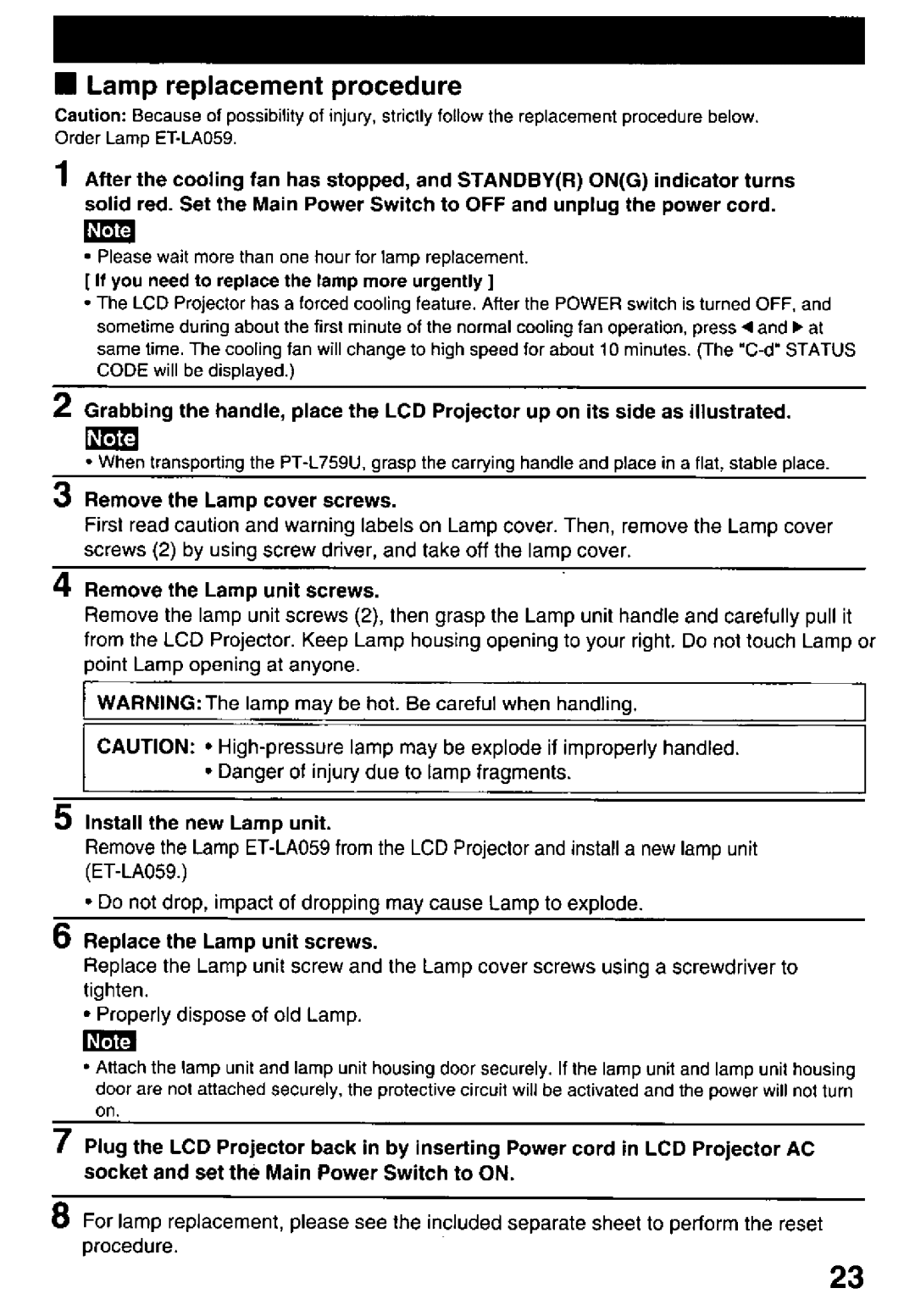 Panasonic PT-L759U manual 