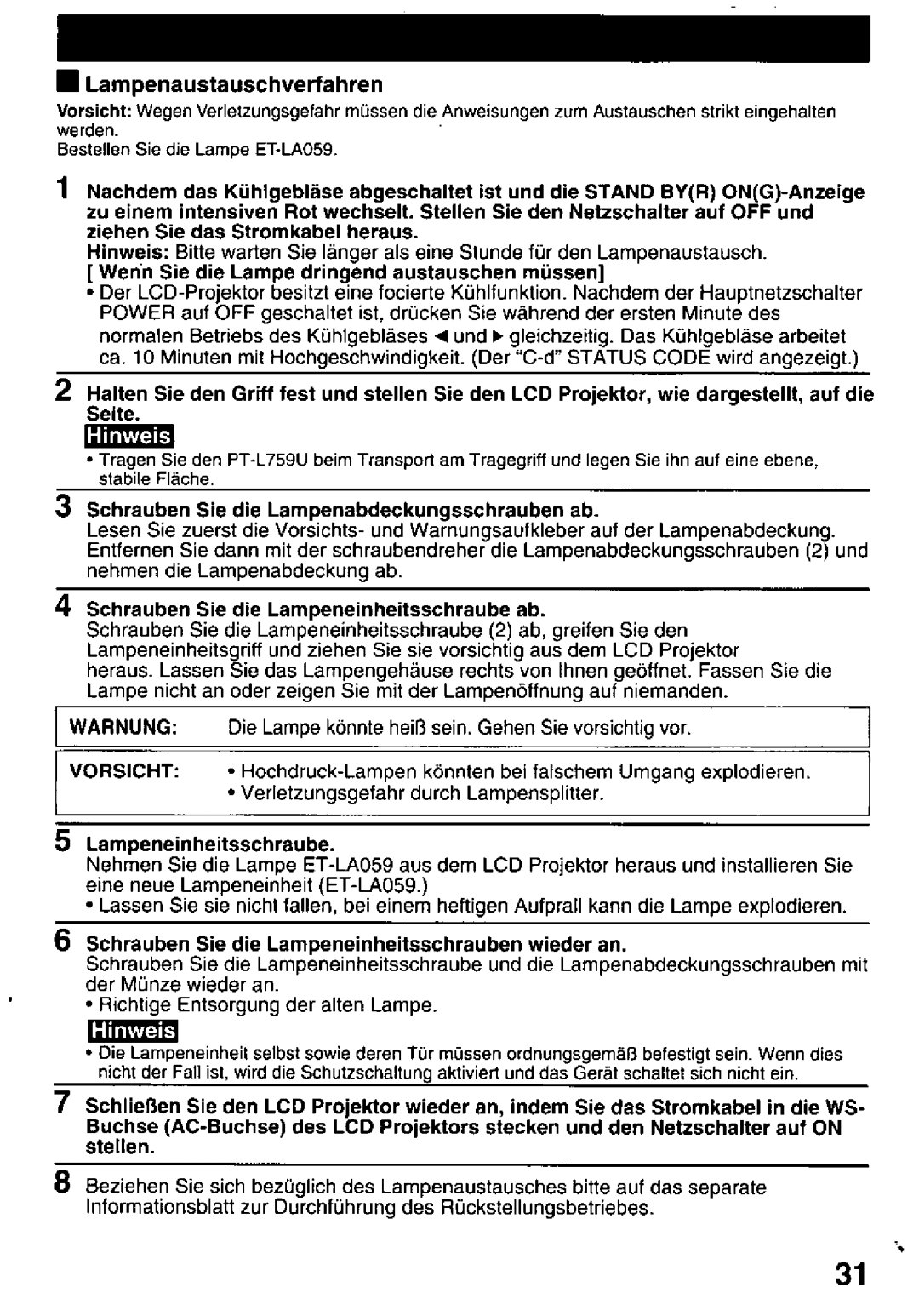 Panasonic PT-L759U manual 