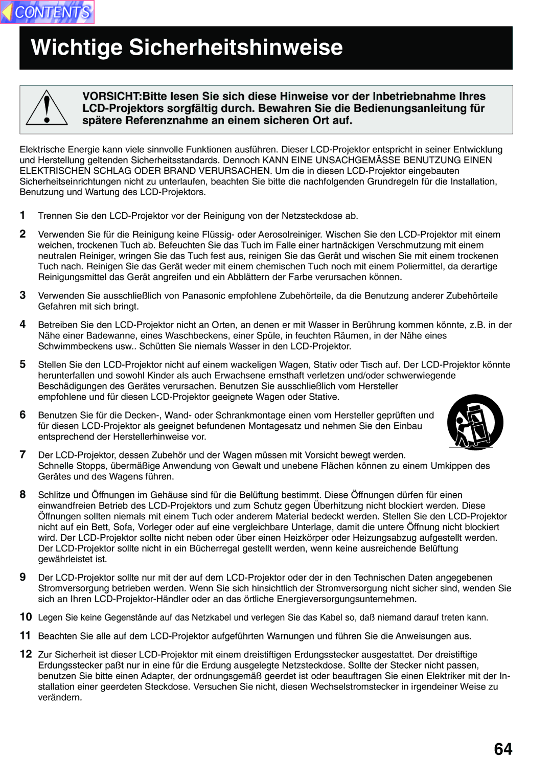 Panasonic PT-L759XU, PT-L759VU manual Wichtige Sicherheitshinweise 