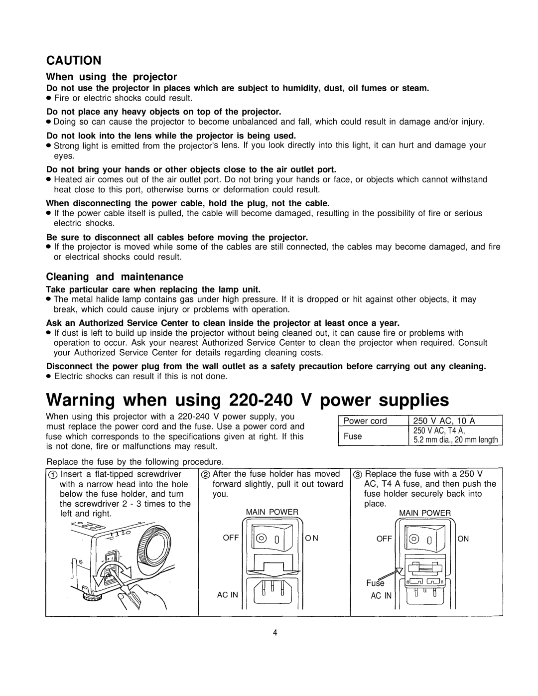 Panasonic PT-L795U When using the projector, Cleaning and maintenance, Take particular care when replacing the lamp unit 