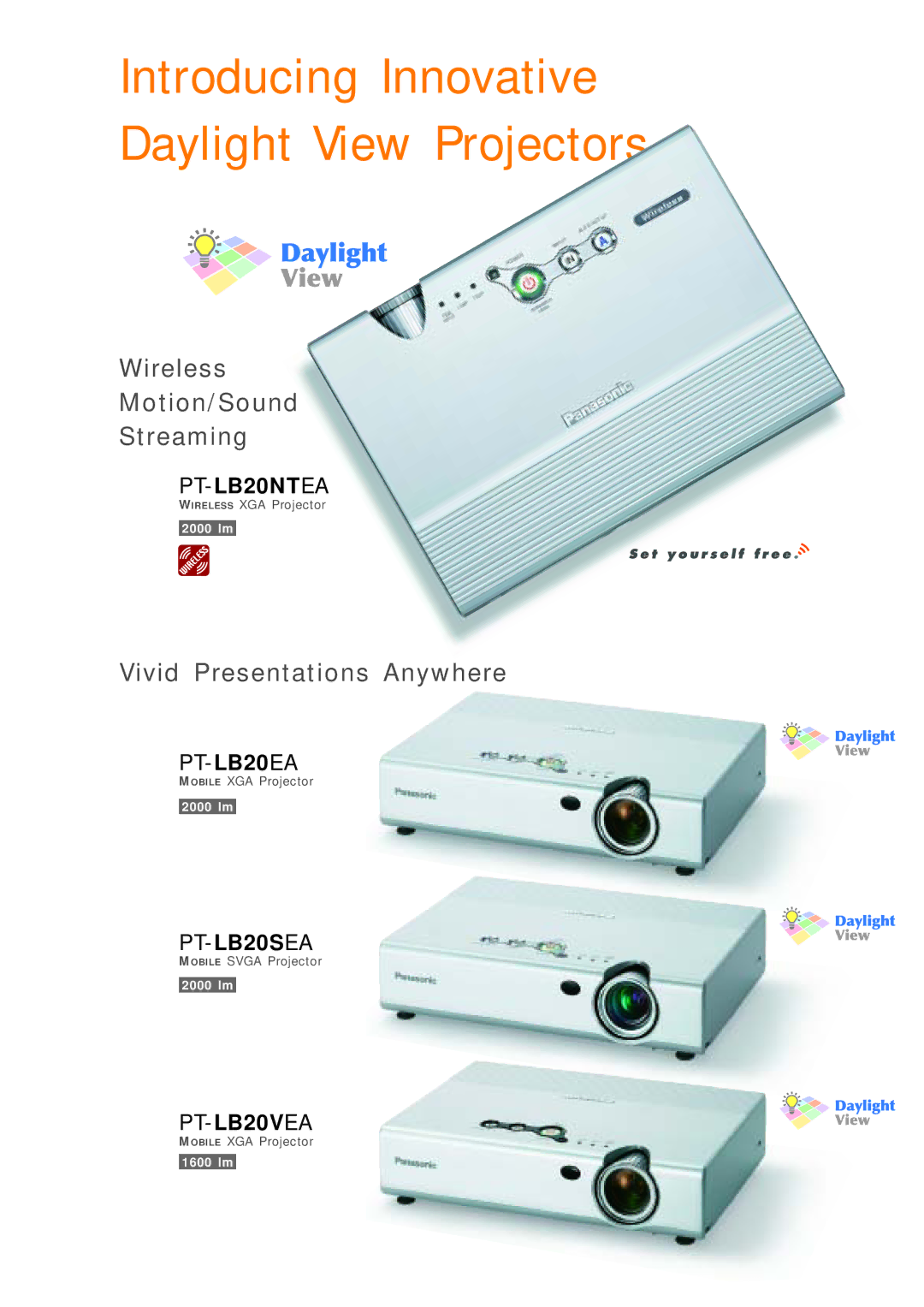 Panasonic PT-LB20SEA, PT-LB20VEA, PT-LB20NTEA, PT-LB20EA manual Introducing Innovative Daylight View Projectors 