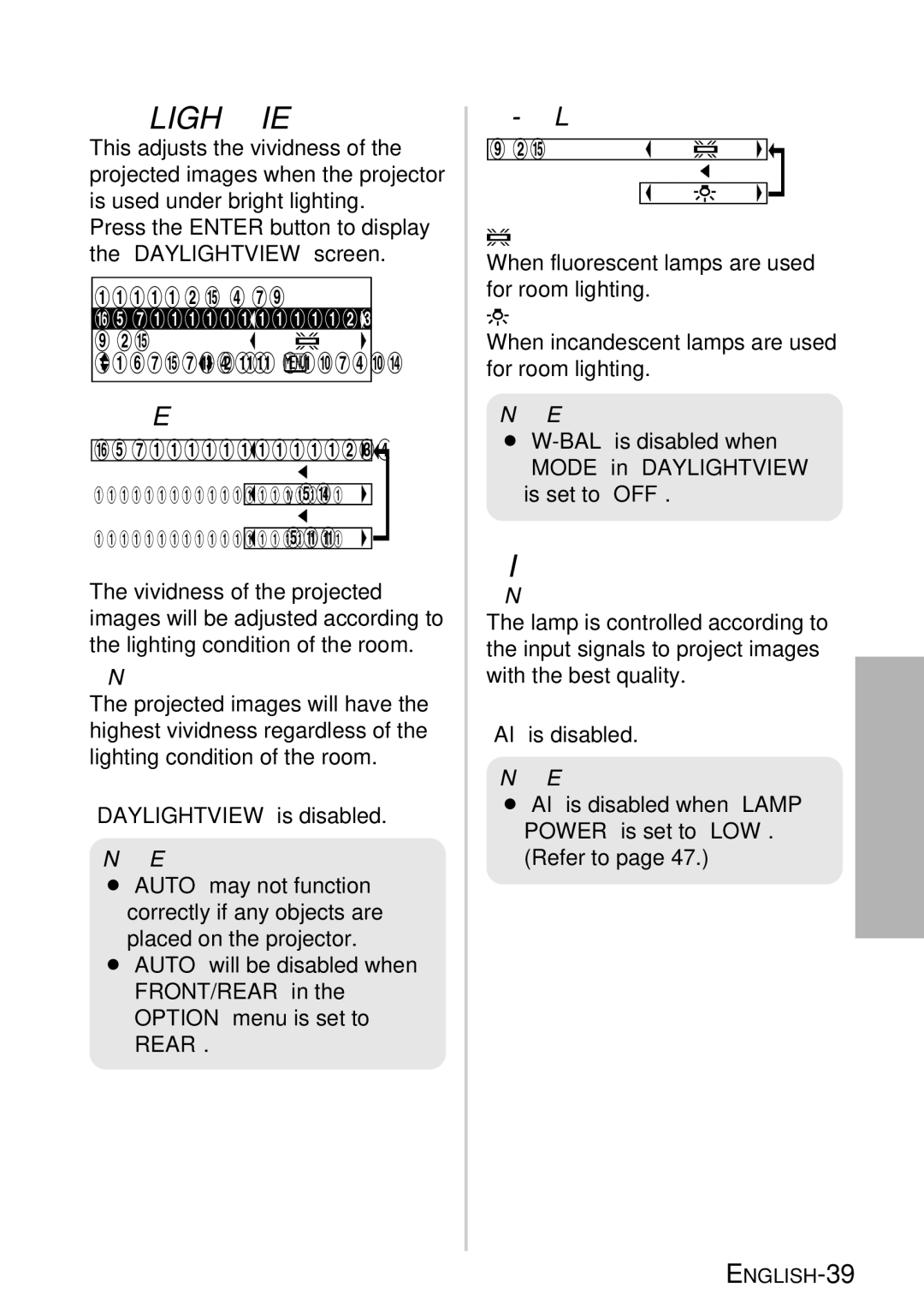 Panasonic PT-LB30E, PT-LB30NTE manual Daylightview, Mode Auto OFF 