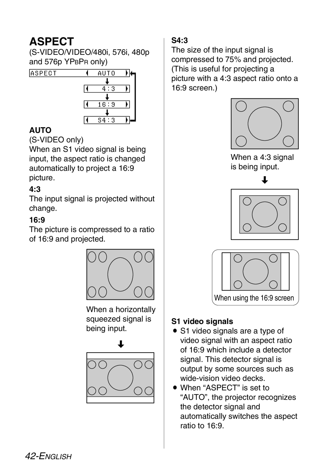 Panasonic PT-LB30NTE, PT-LB30E manual Aspect Auto 