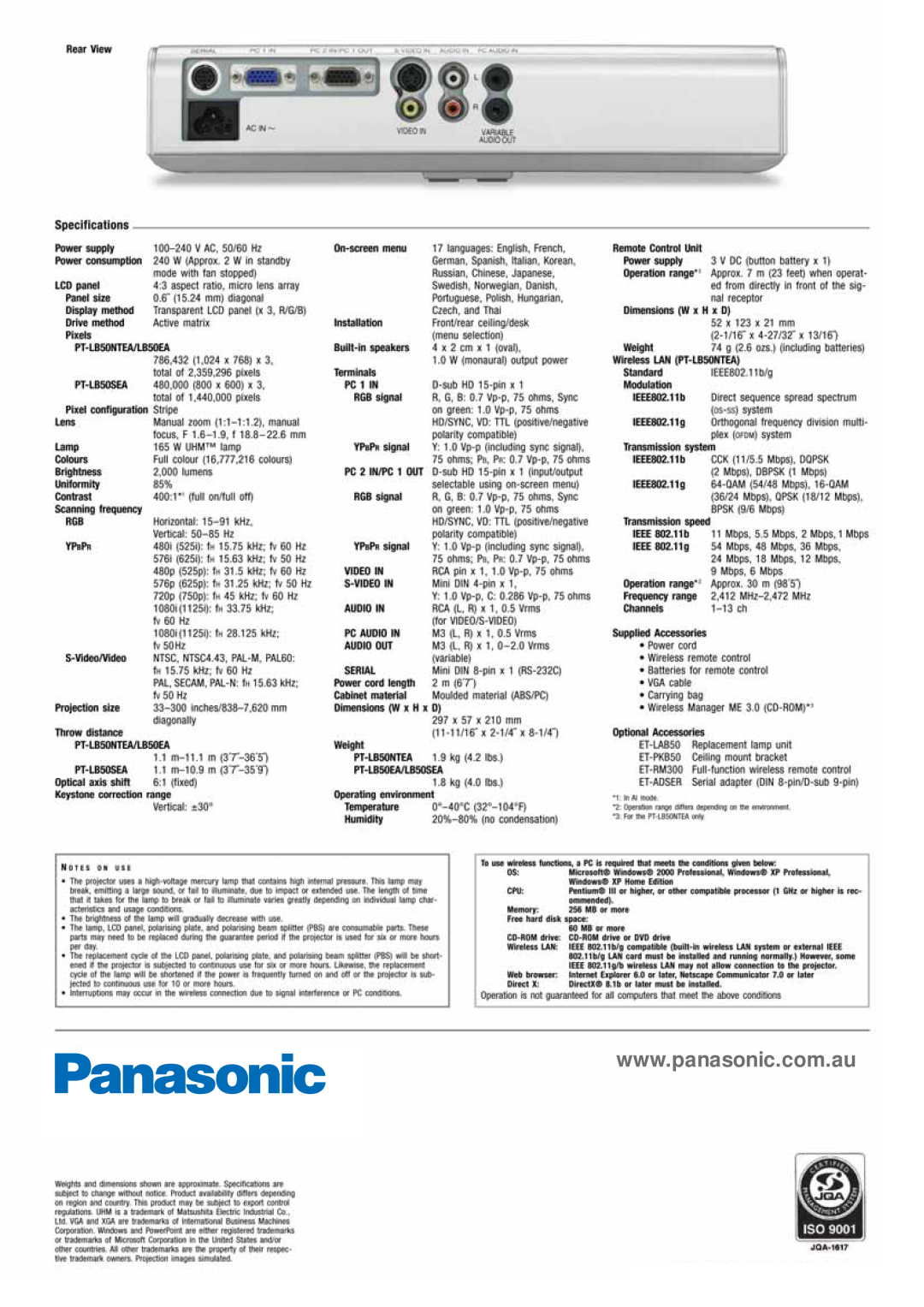 Panasonic PT-LB50EA, PT-LB50SEA manual 