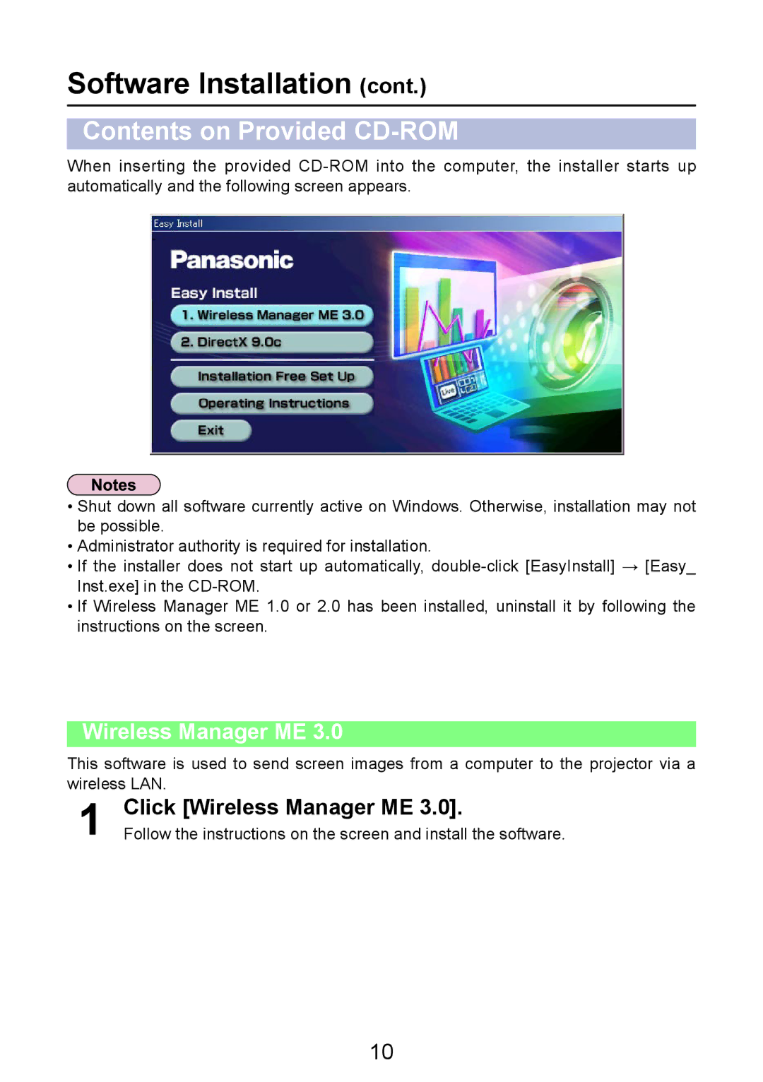 Panasonic PT-LB50NTE manual Software Installation, Contents on Provided CD-ROM 