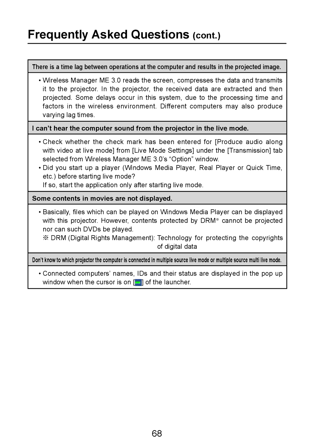 Panasonic PT-LB50NTE manual Some contents in movies are not displayed 