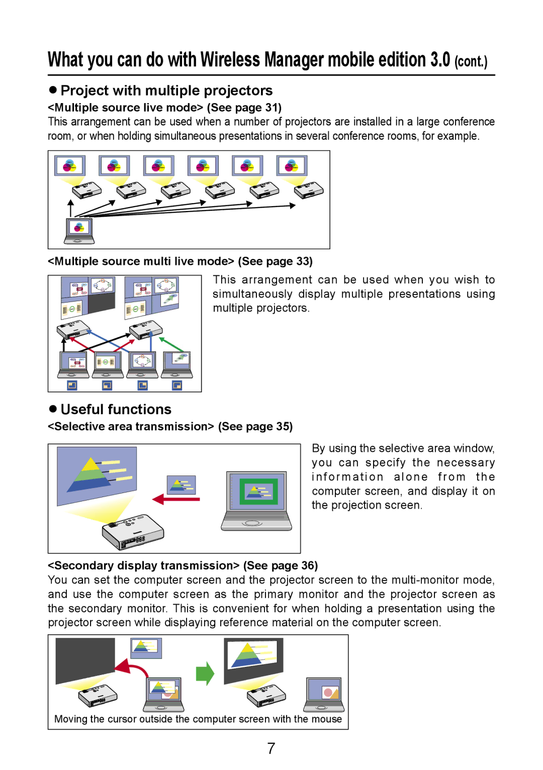 Panasonic PT-LB50NTE manual Project with multiple projectors, Useful functions 