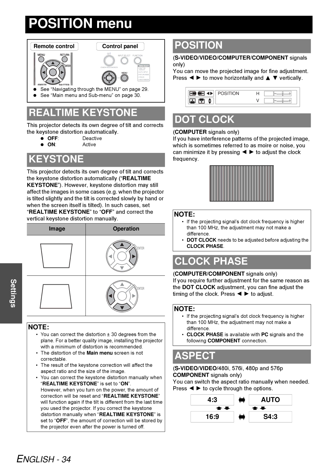 Panasonic PT-LB51NTE, PT-LB51E operating instructions Position menu 