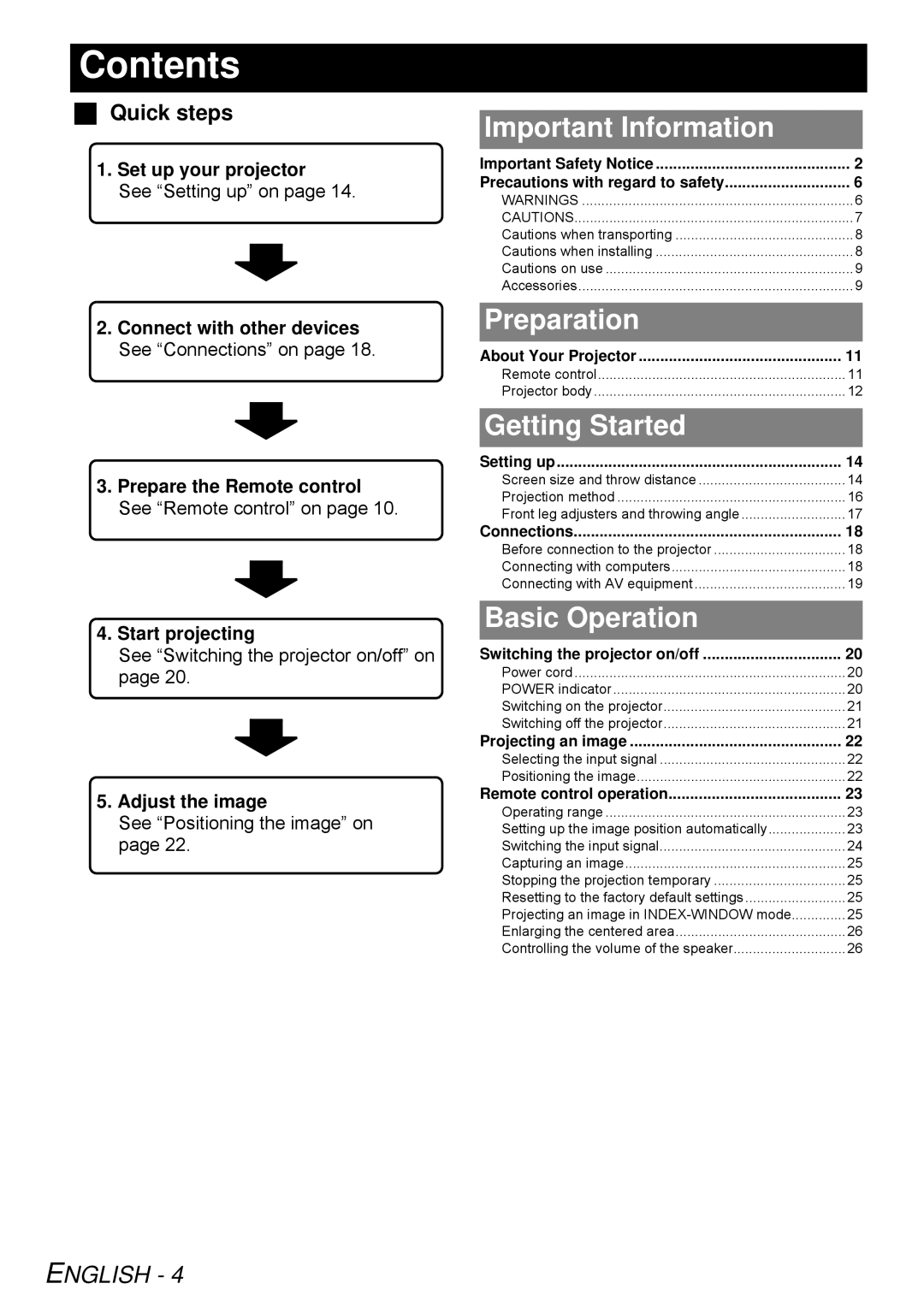 Panasonic PT-LB51SU manual Contents 