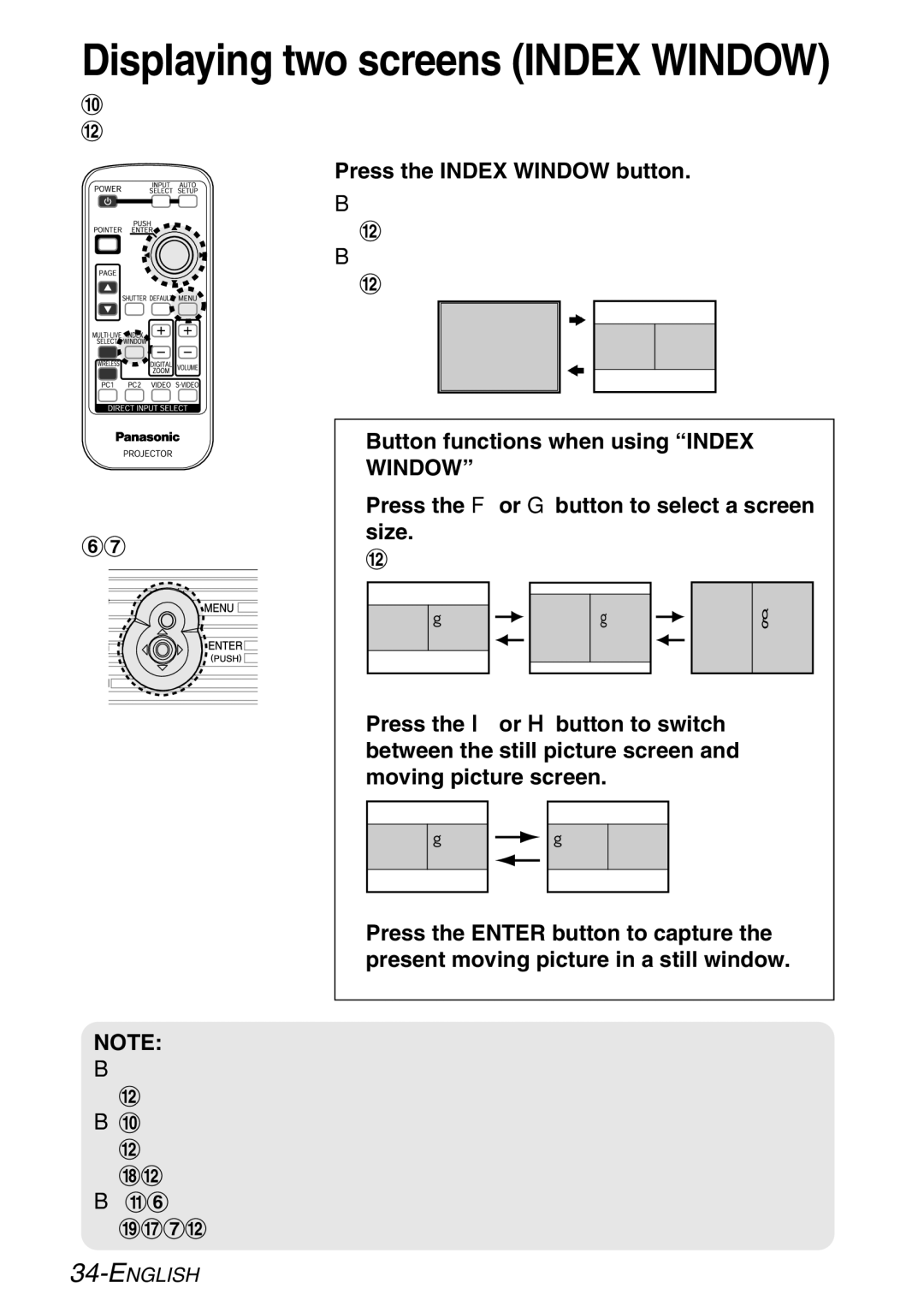 Panasonic PT-LB60NTE manual Displaying two screens Index Window, Press the Index Window button 