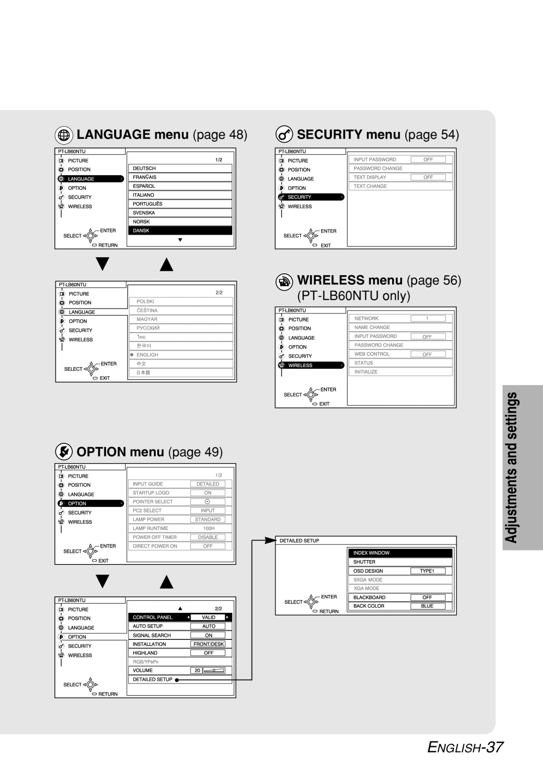 Panasonic PT-LB60U manual ENGLISH-37 