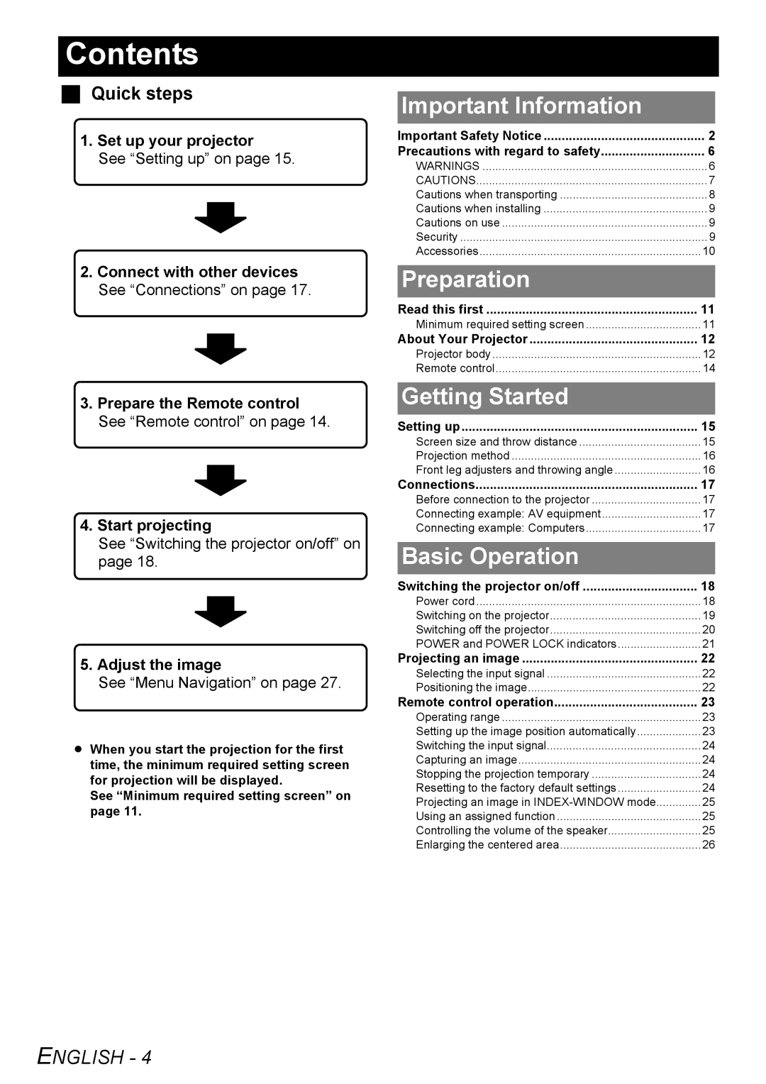 Panasonic PT-LB75U manual Contents 