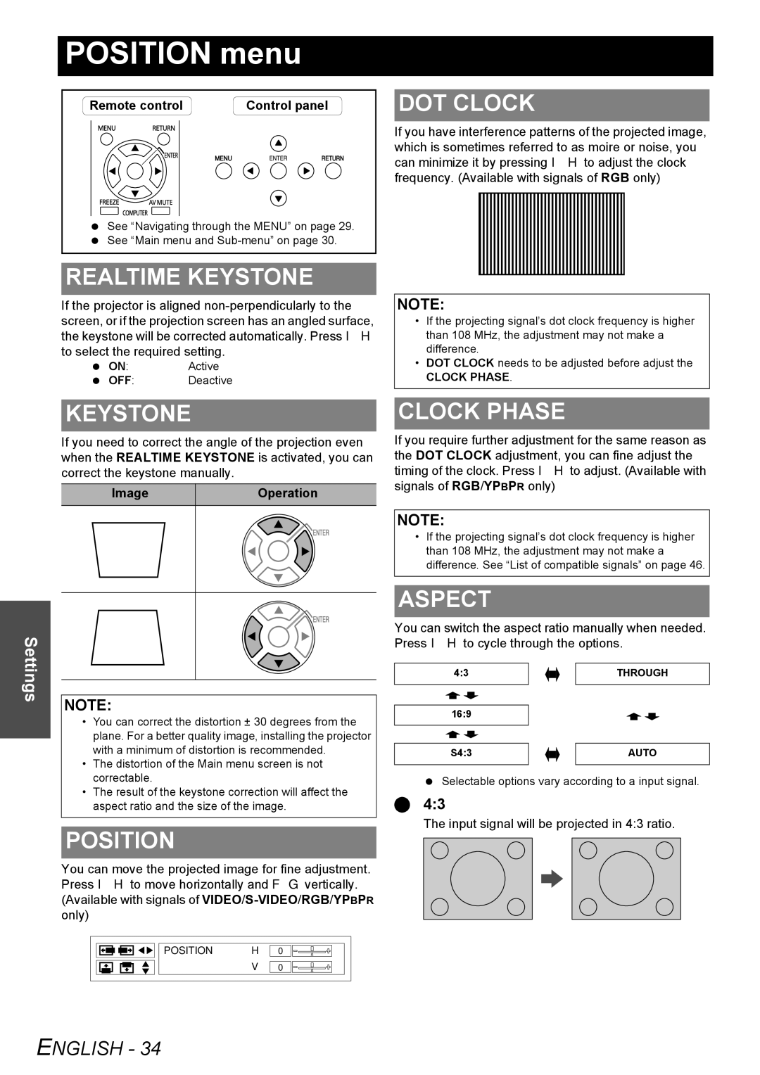 Panasonic PT-LB78E manual Position menu 