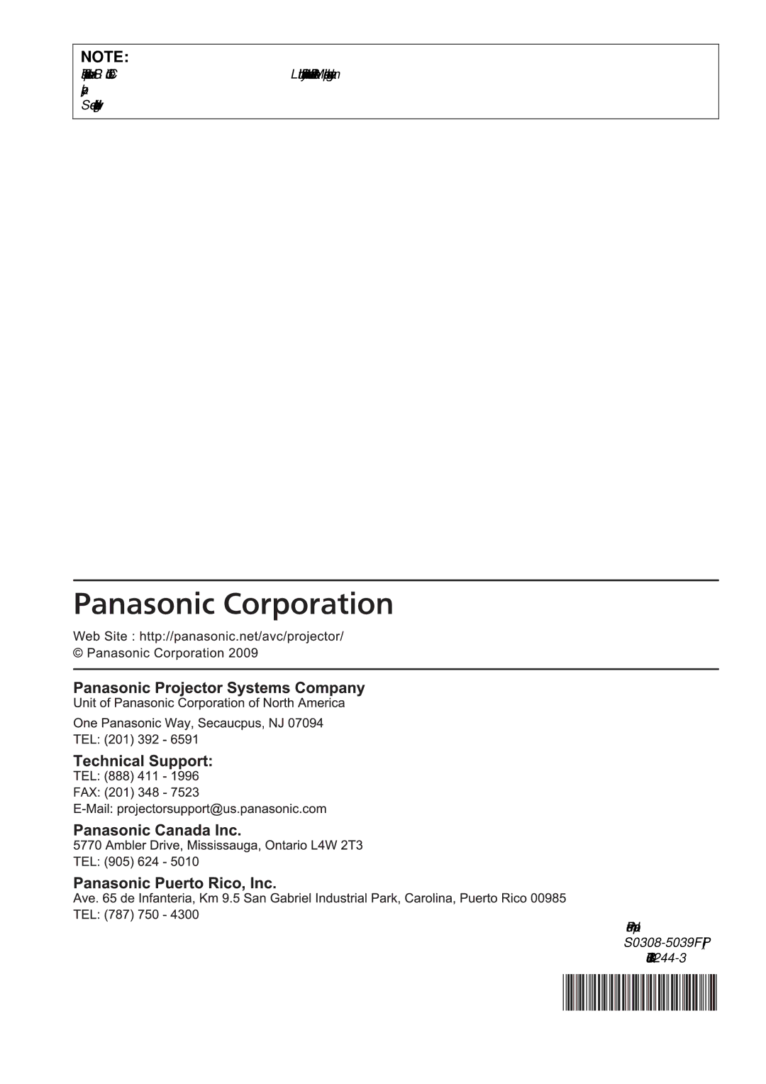 Panasonic PT-LB78U manual 