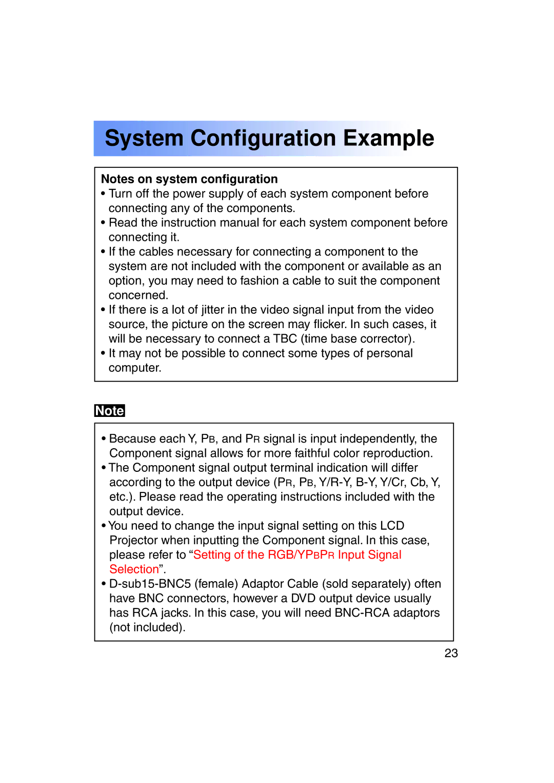 Panasonic PT-LC50U manual System Configuration Example 