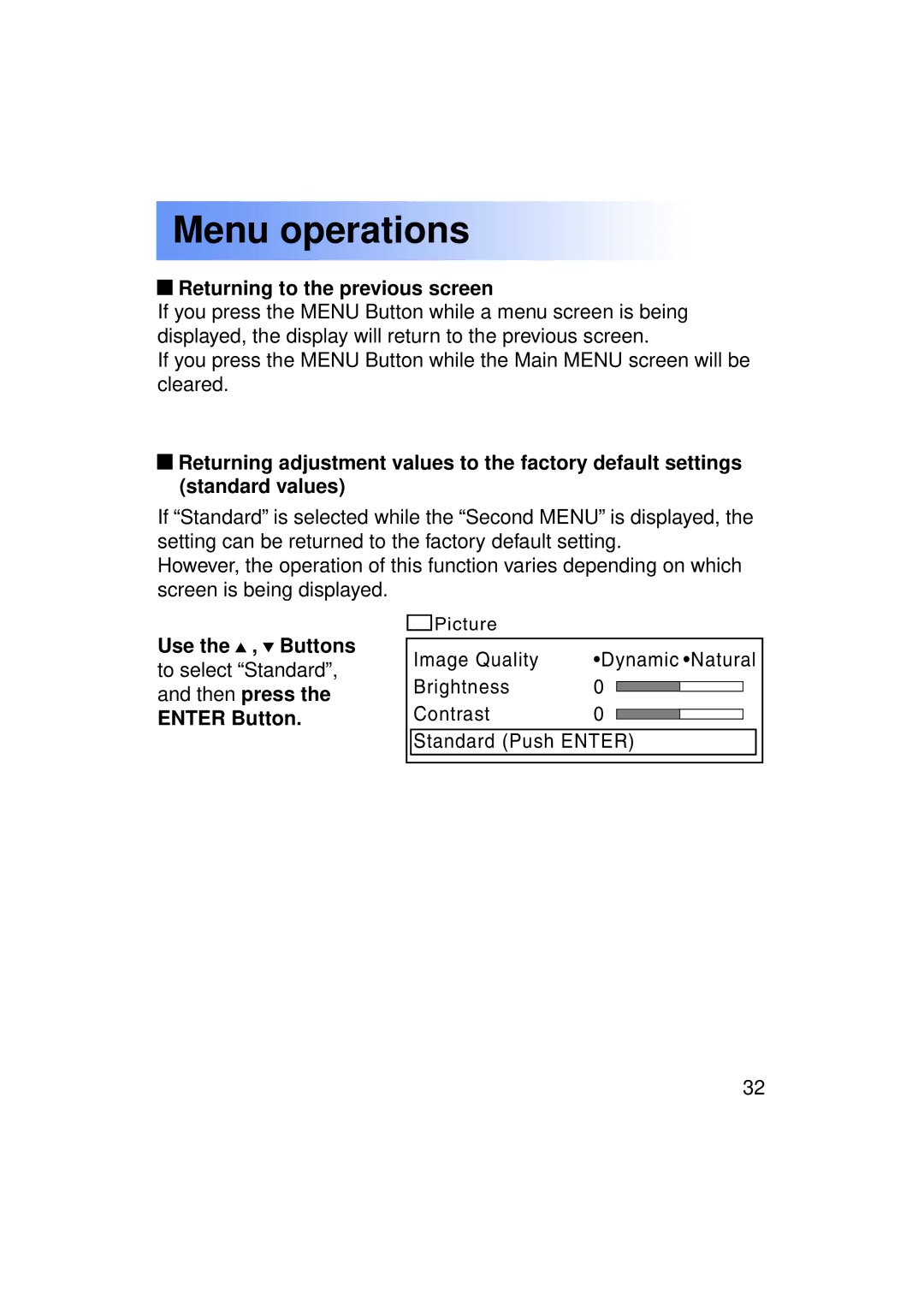 Panasonic PT-LC50U manual Returning to the previous screen 