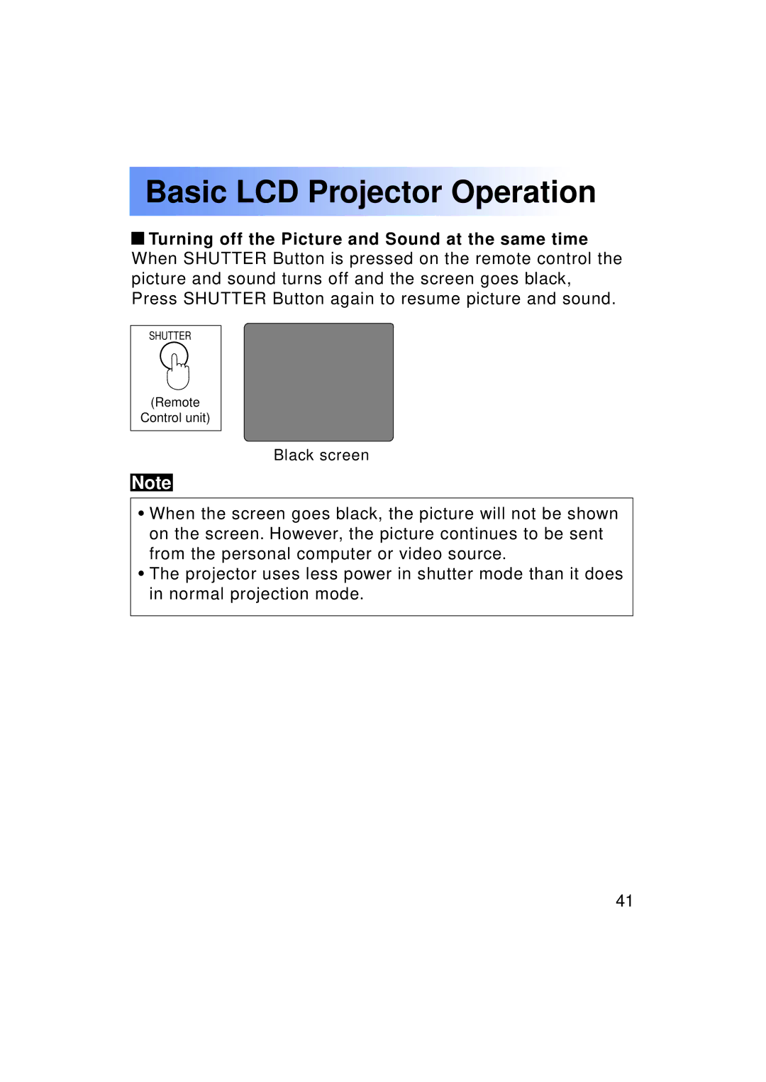 Panasonic PT-LC50U manual Black screen 