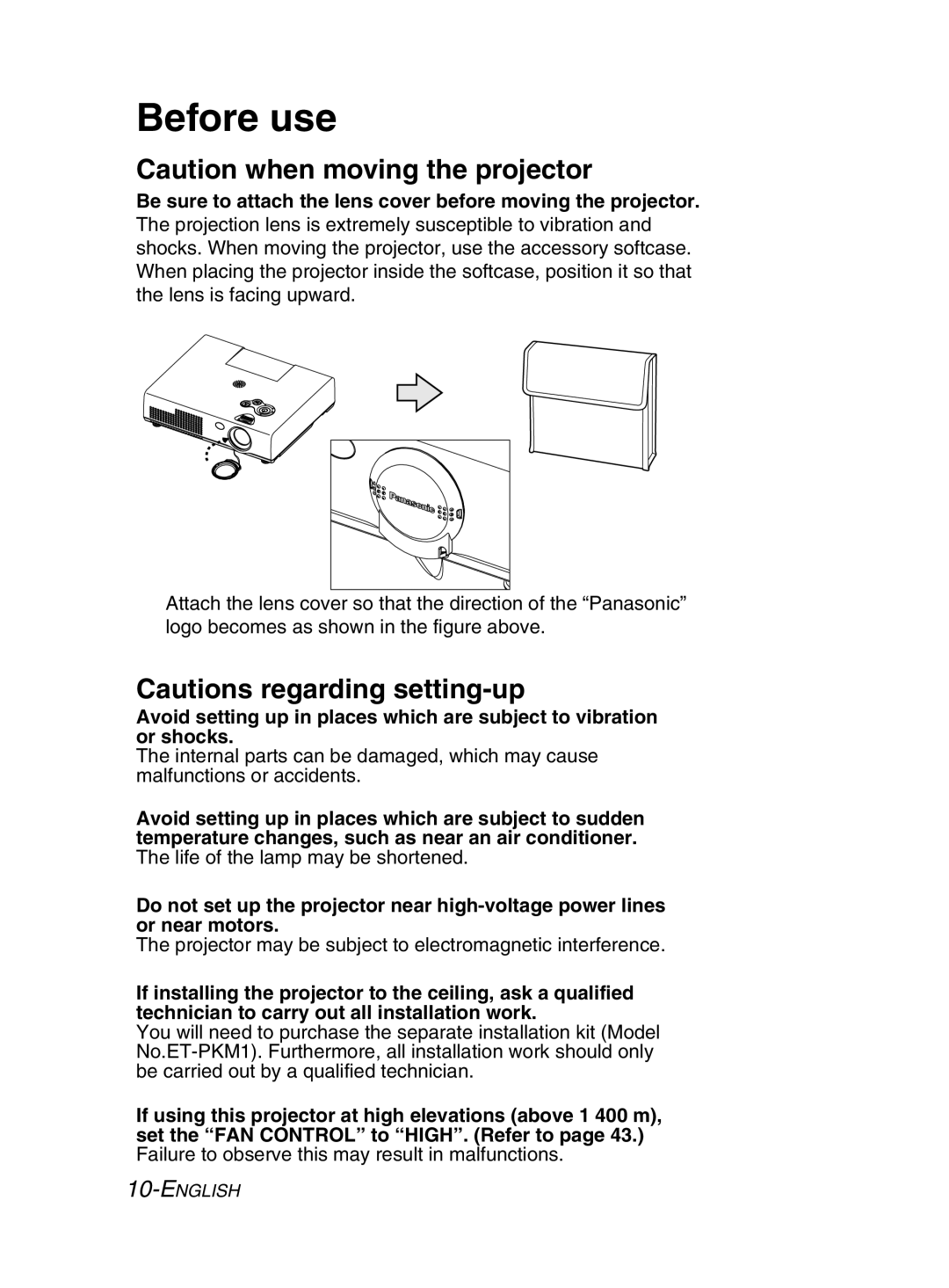 Panasonic PT-LM2E manual Before use 