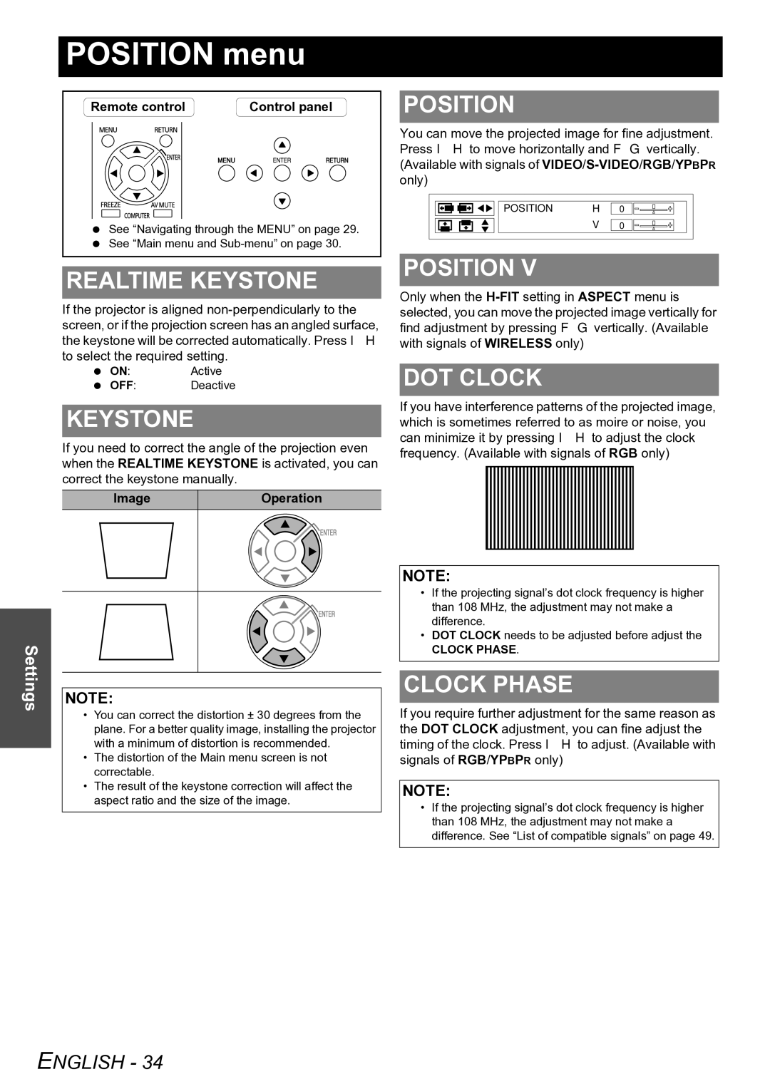 Panasonic PT-LW80NTE manual Position menu 