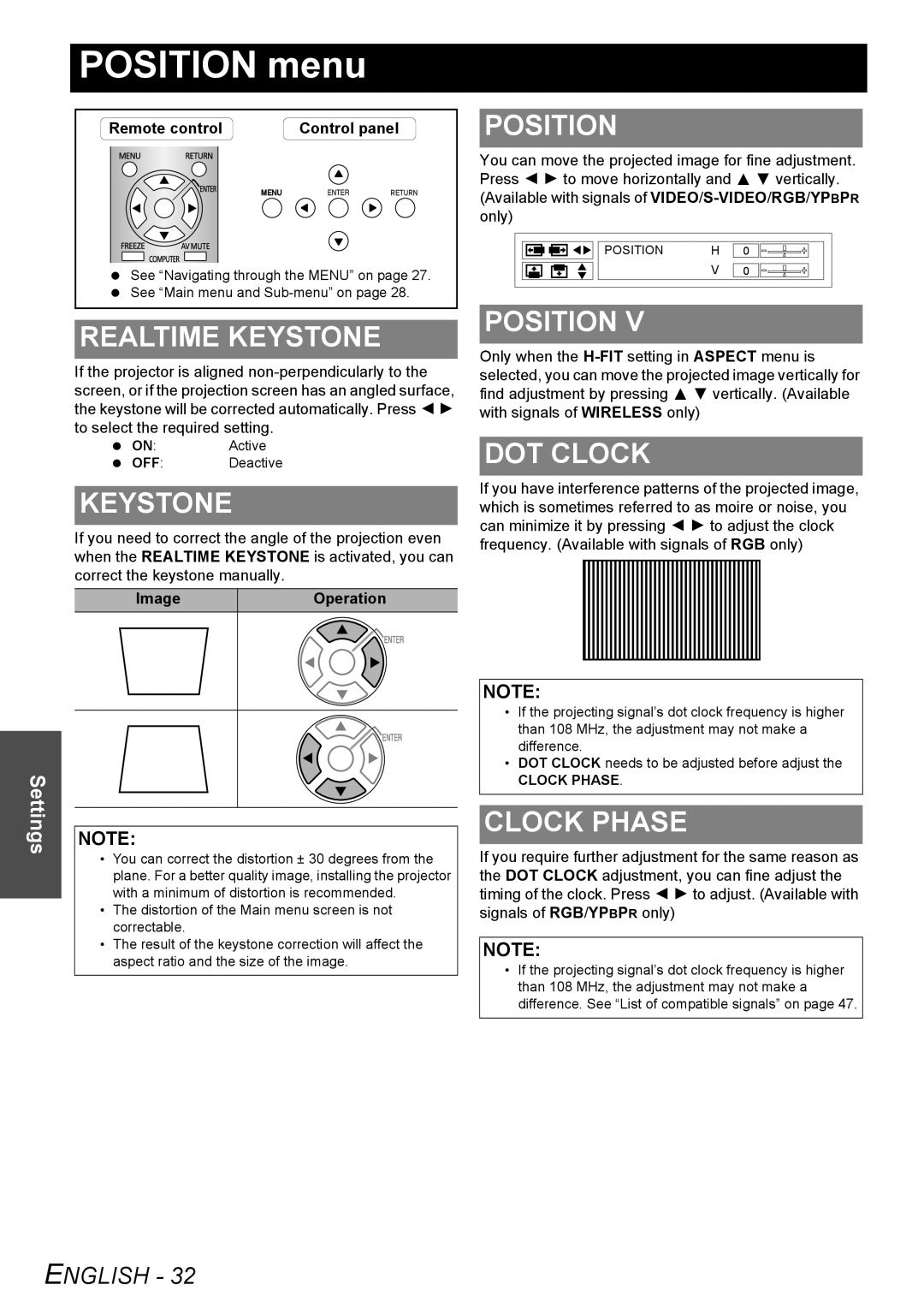 Panasonic PT-LW80NTU manual Position menu 