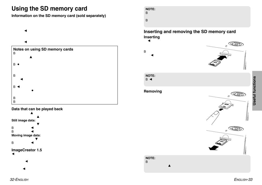 Panasonic PT-P1SDE manual Inserting and removing the SD memory card 