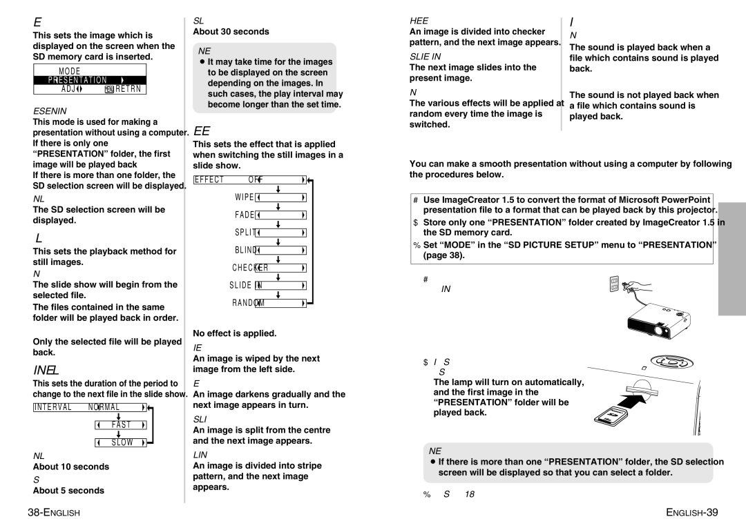 Panasonic PT-P1SDE manual Effect, Auto Play, Interval 